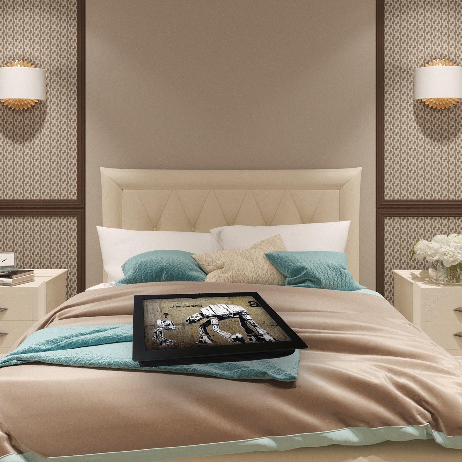 Banksy Collection Gift Set 1 - I Am Your Father Lap Tray - Bubble Girl Hand Towel - 4 Assorted Coasters - Cushioned Lap Trays by Yoosh