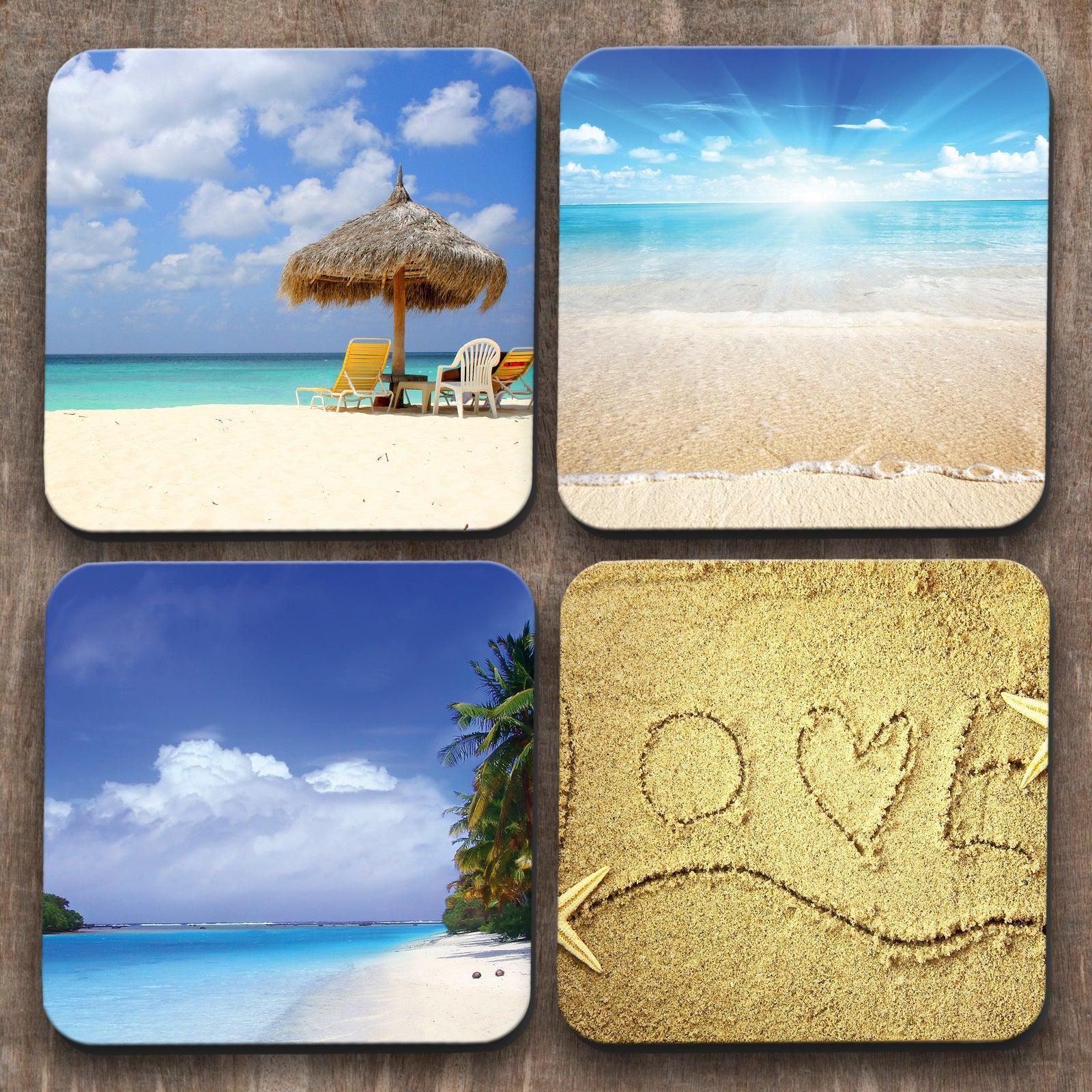 Beaches x 4 Coasters C0028 Cushioned Lap Trays by Yoosh