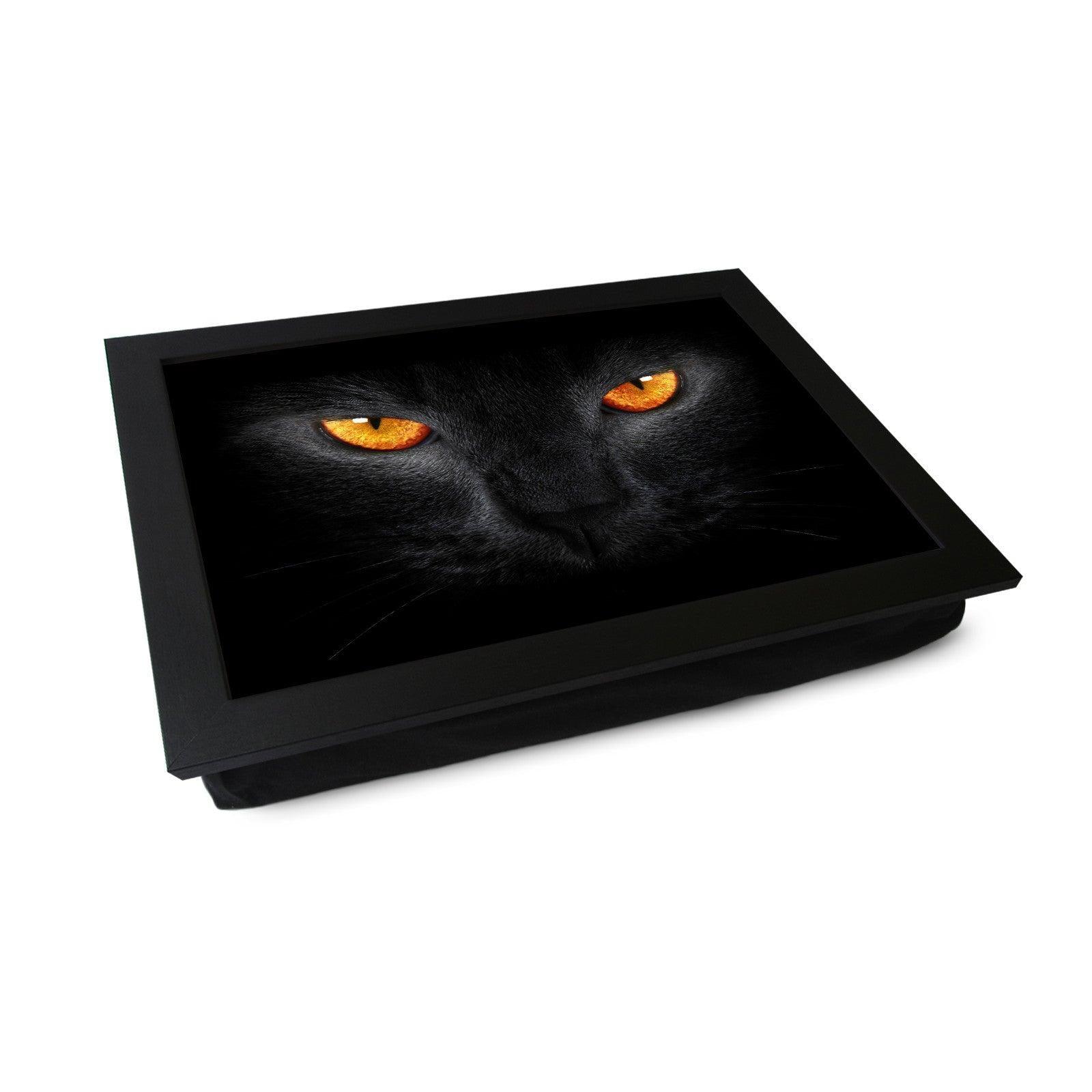 Black Cat with Orange Eyes Lap Tray - L0164 Personalised Lap Trays