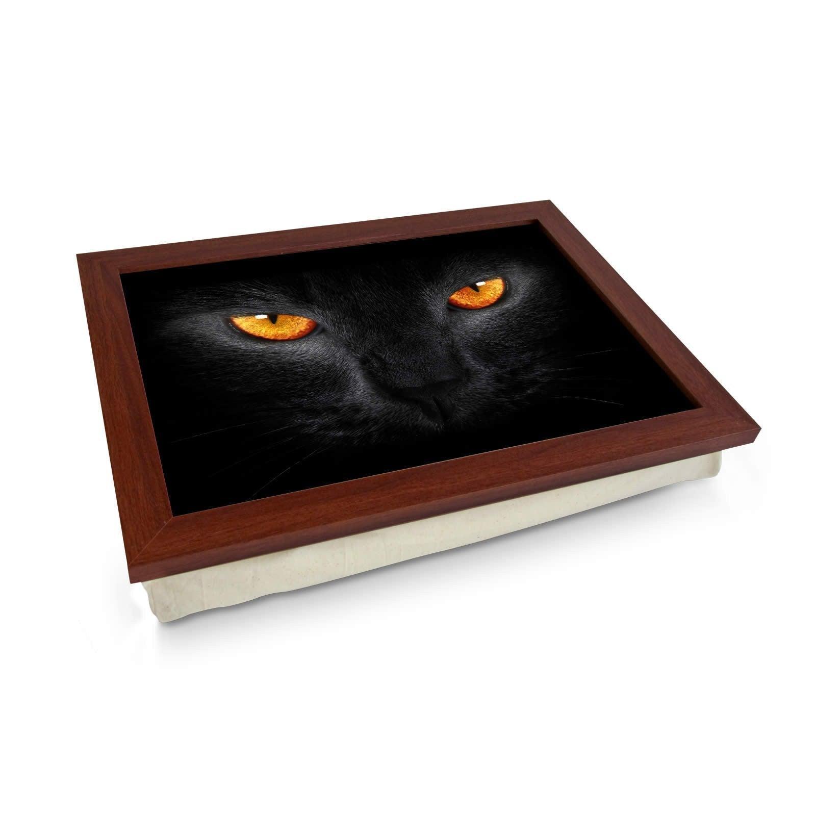 Black Cat with Orange Eyes Lap Tray - L0164 Personalised Lap Trays