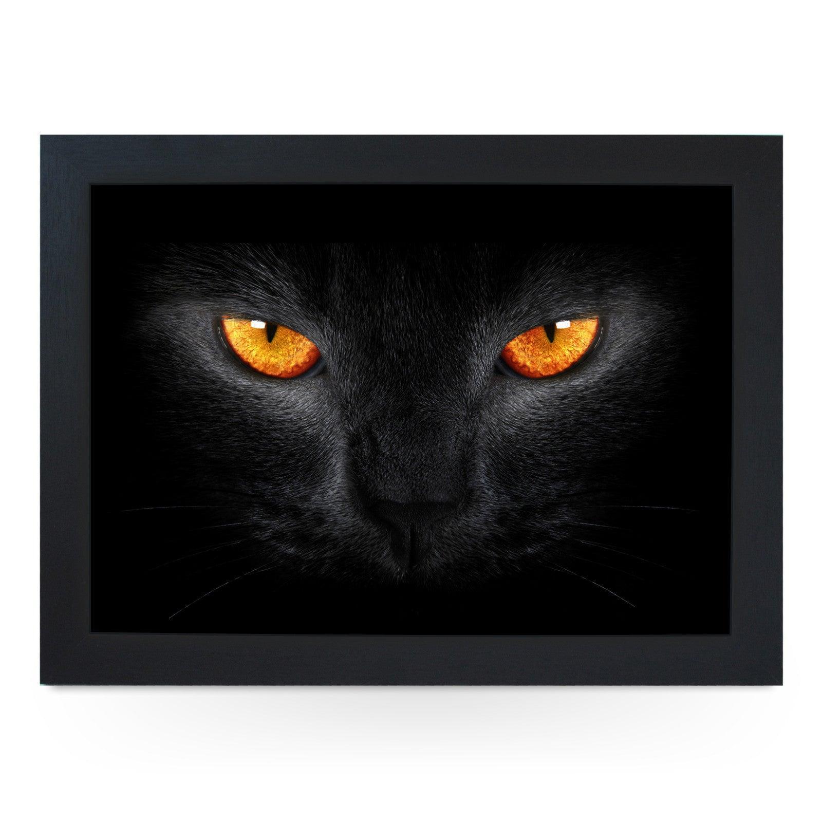 Black Cat with Orange Eyes Lap Tray - L0164 Personalised Lap Trays
