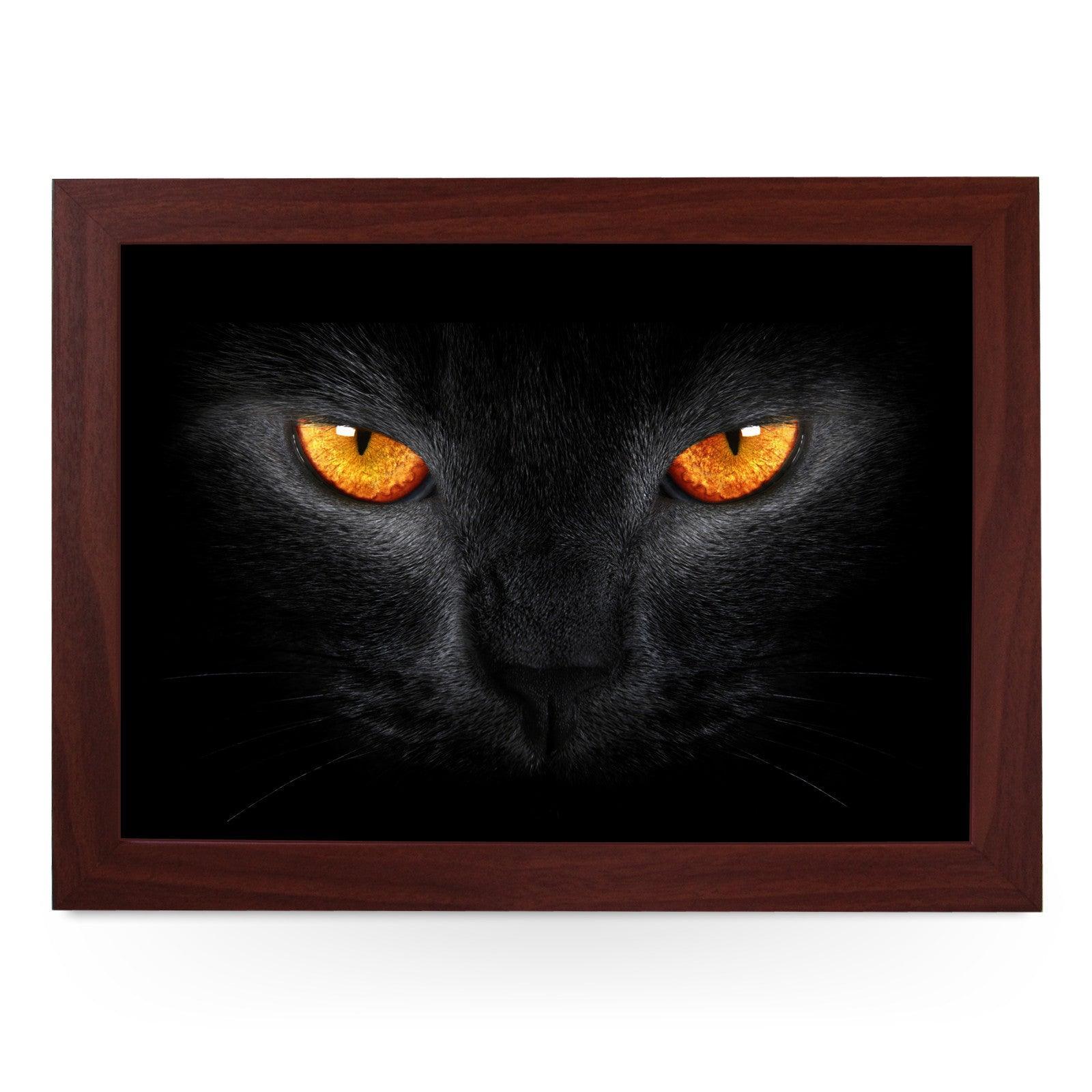 Black Cat with Orange Eyes Lap Tray - L0164 Personalised Lap Trays