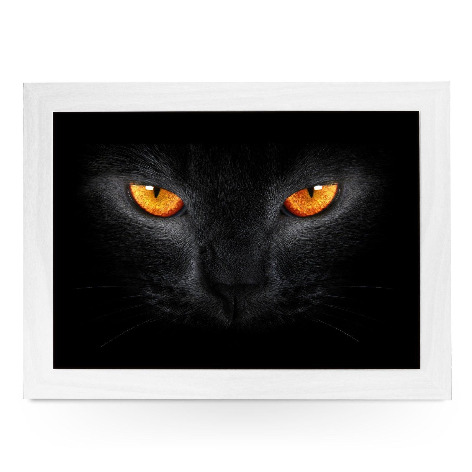 Black Cat with Orange Eyes Lap Tray - L0164 Personalised Lap Trays