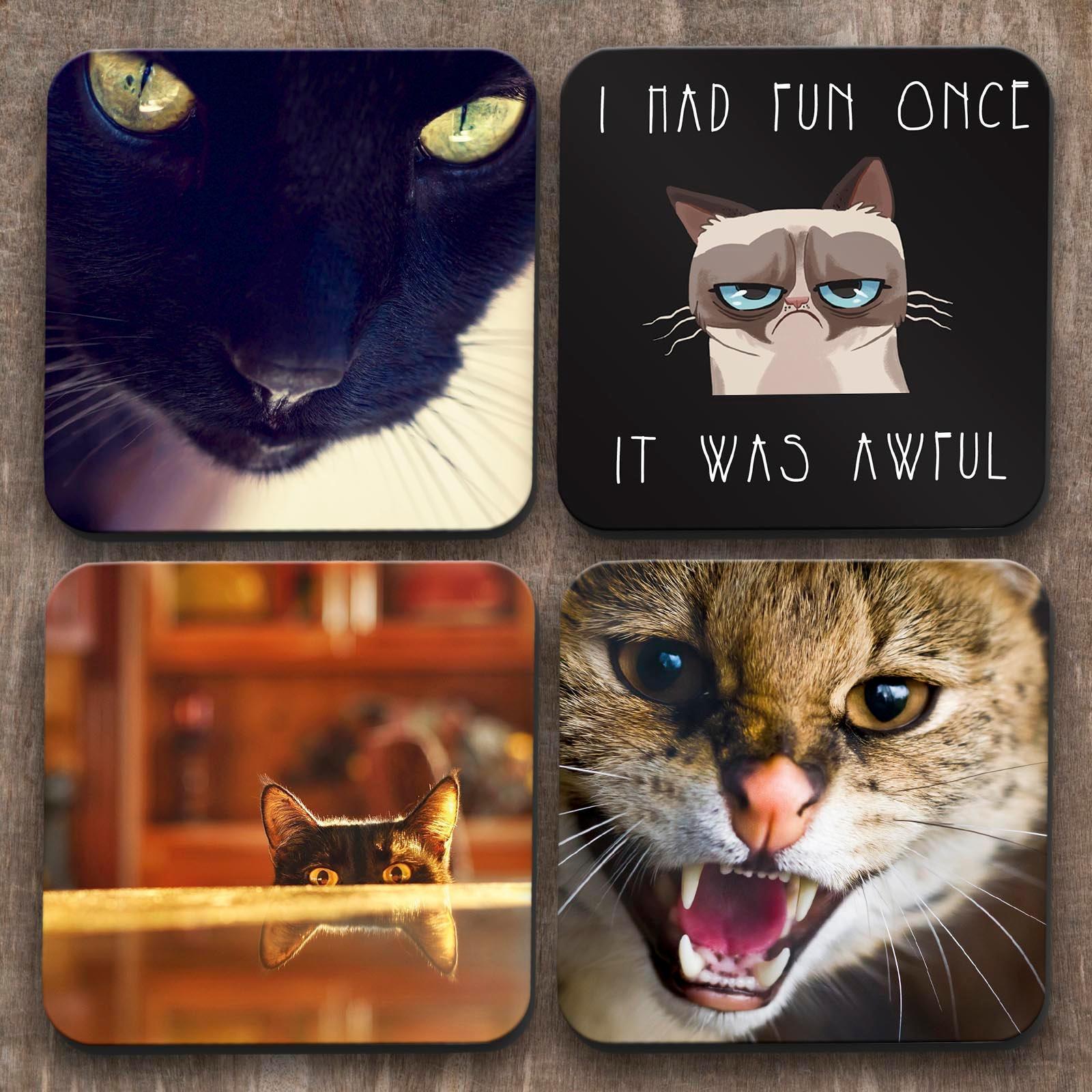 Cats x 4 Coasters C0016 Cushioned Lap Trays by Yoosh