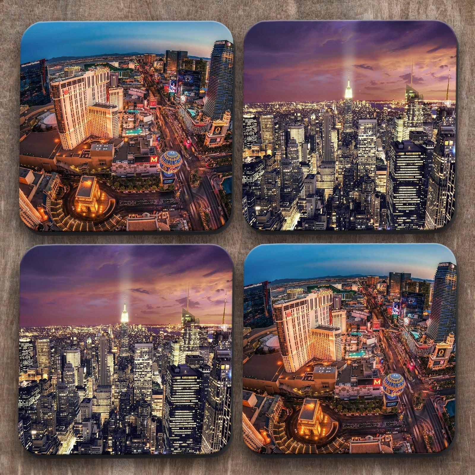 City Skylines x 4 Coasters C0033 Cushioned Lap Trays by Yoosh