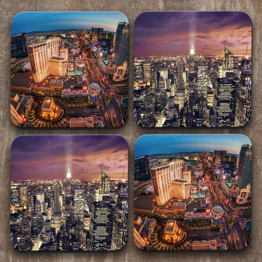 City Skylines x 4 Coasters C0033 Cushioned Lap Trays by Yoosh