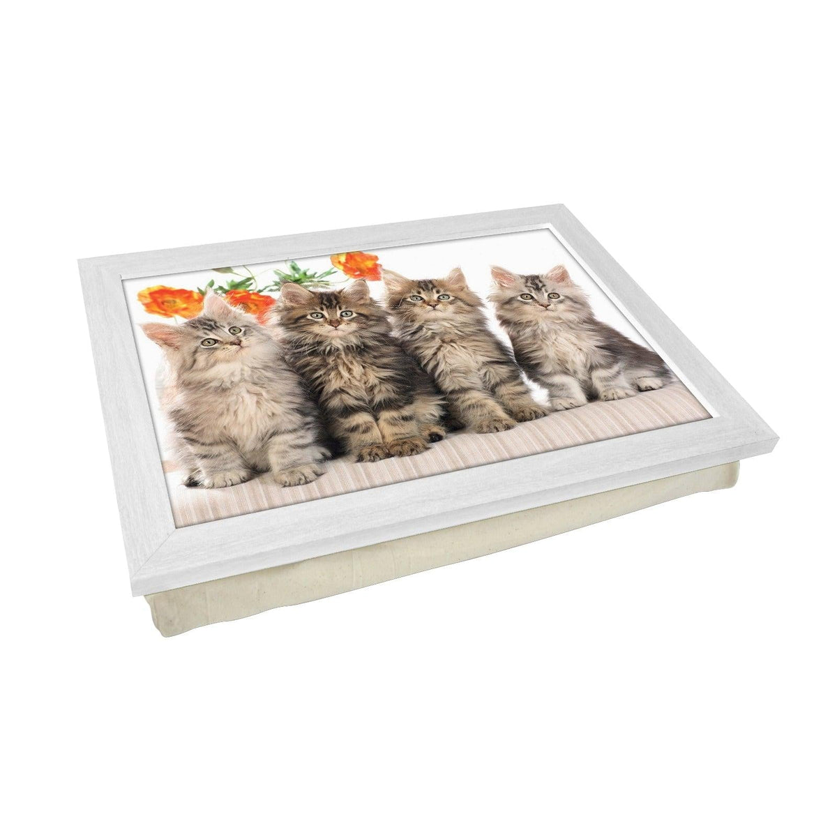 Wooden Lap Tray with Kitten Design and Cushion