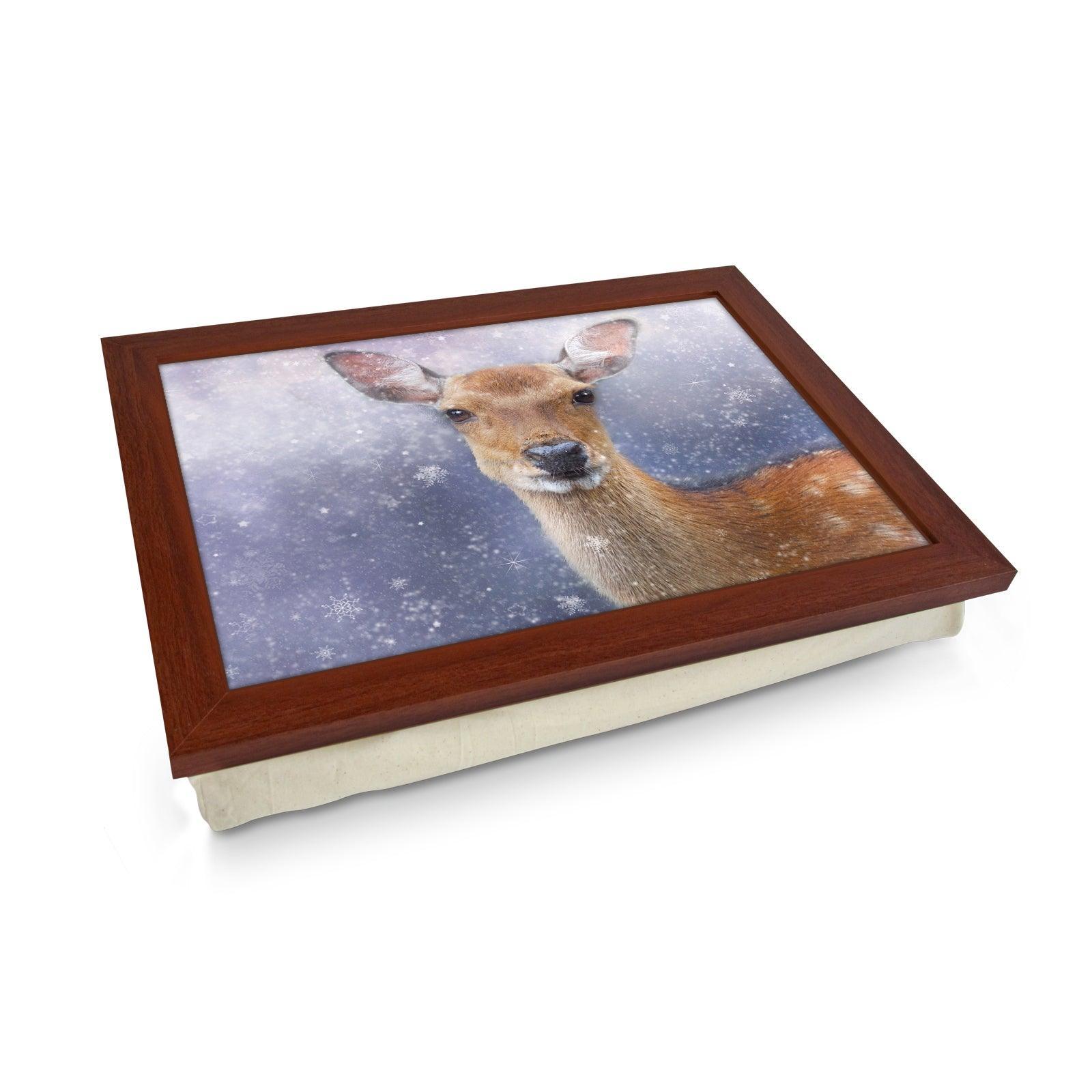 Deer In The Snow Illustration Lap Tray Lap Tray - L1192 - Cushioned Lap Trays by Yoosh