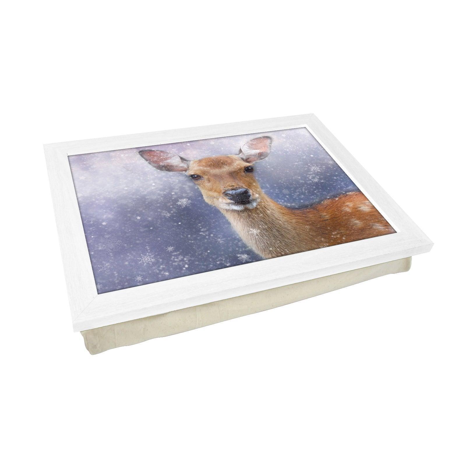 Deer In The Snow Illustration Lap Tray Lap Tray - L1192 - Cushioned Lap Trays by Yoosh