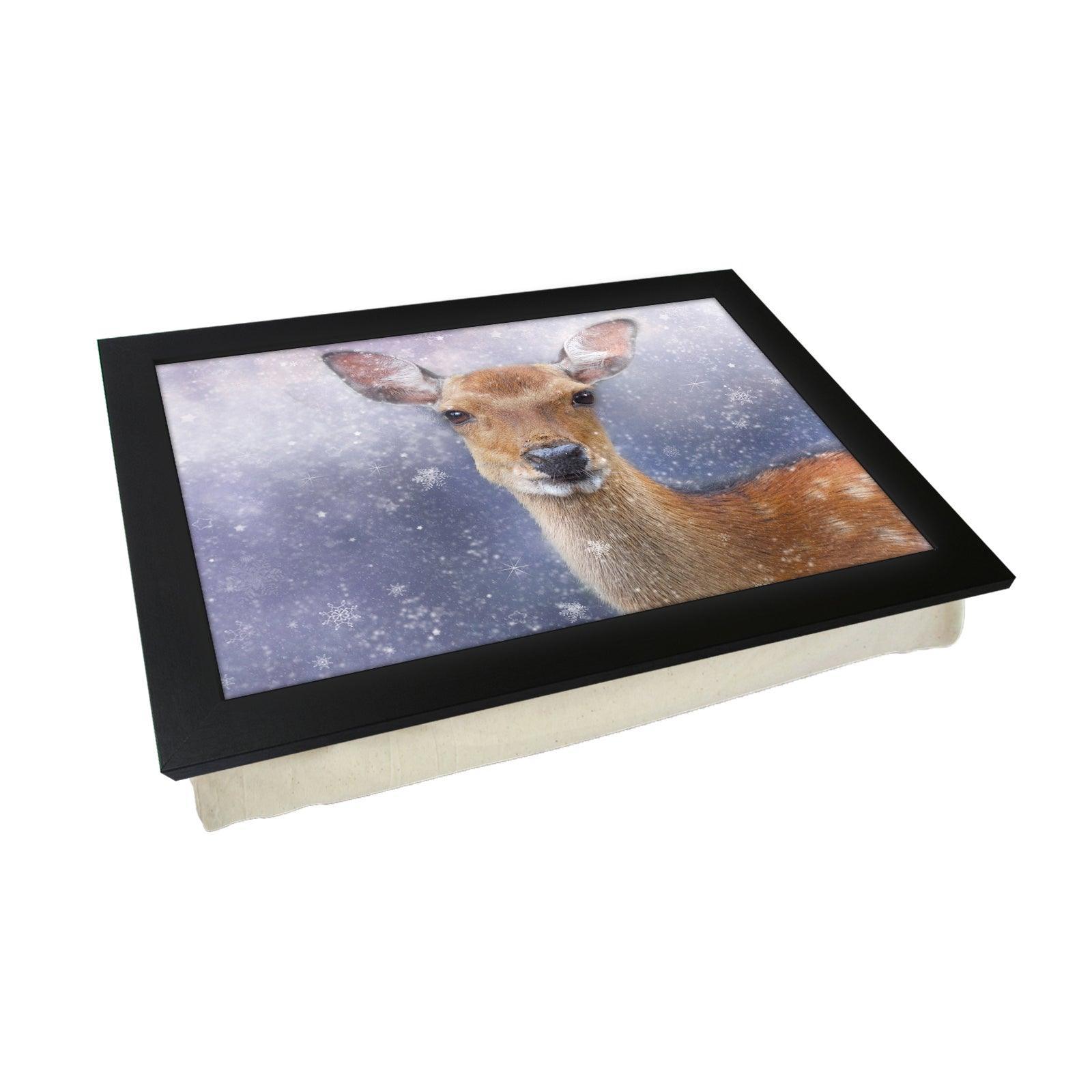 Deer In The Snow Illustration Lap Tray Lap Tray - L1192 - Cushioned Lap Trays by Yoosh
