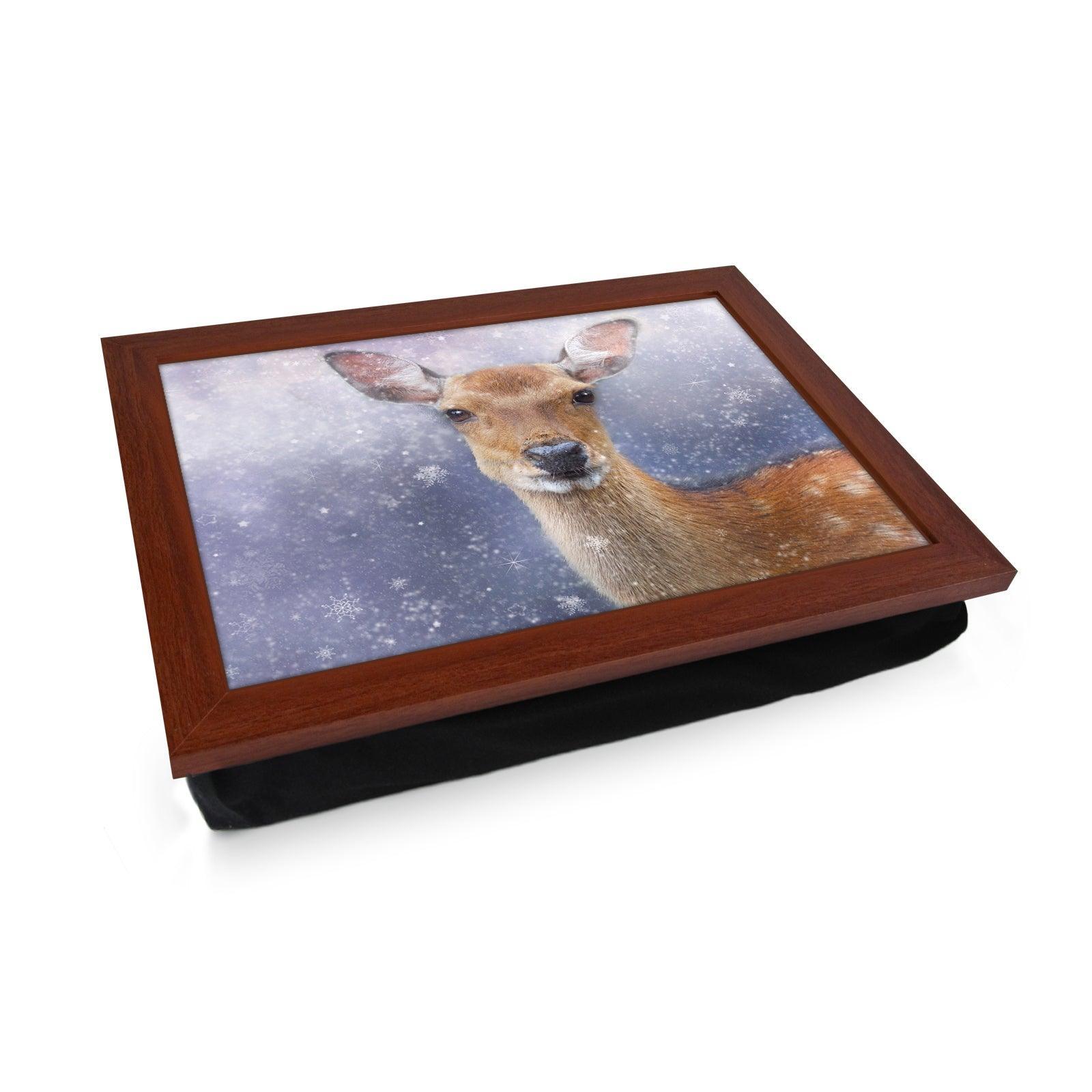Deer In The Snow Illustration Lap Tray Lap Tray - L1192 - Cushioned Lap Trays by Yoosh