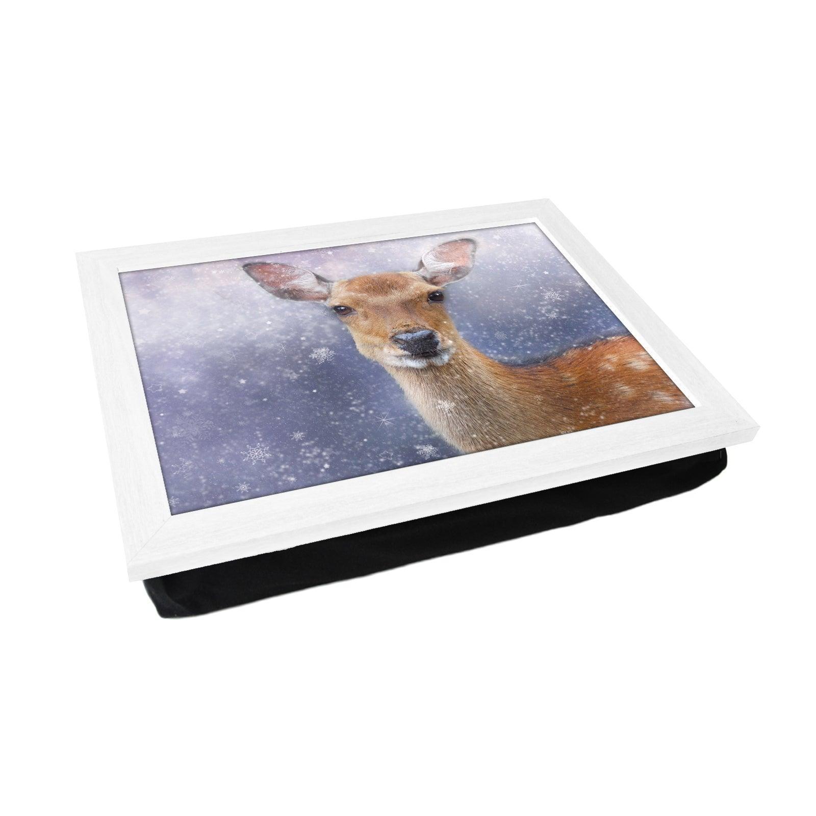 Deer In The Snow Illustration Lap Tray Lap Tray - L1192 - Cushioned Lap Trays by Yoosh