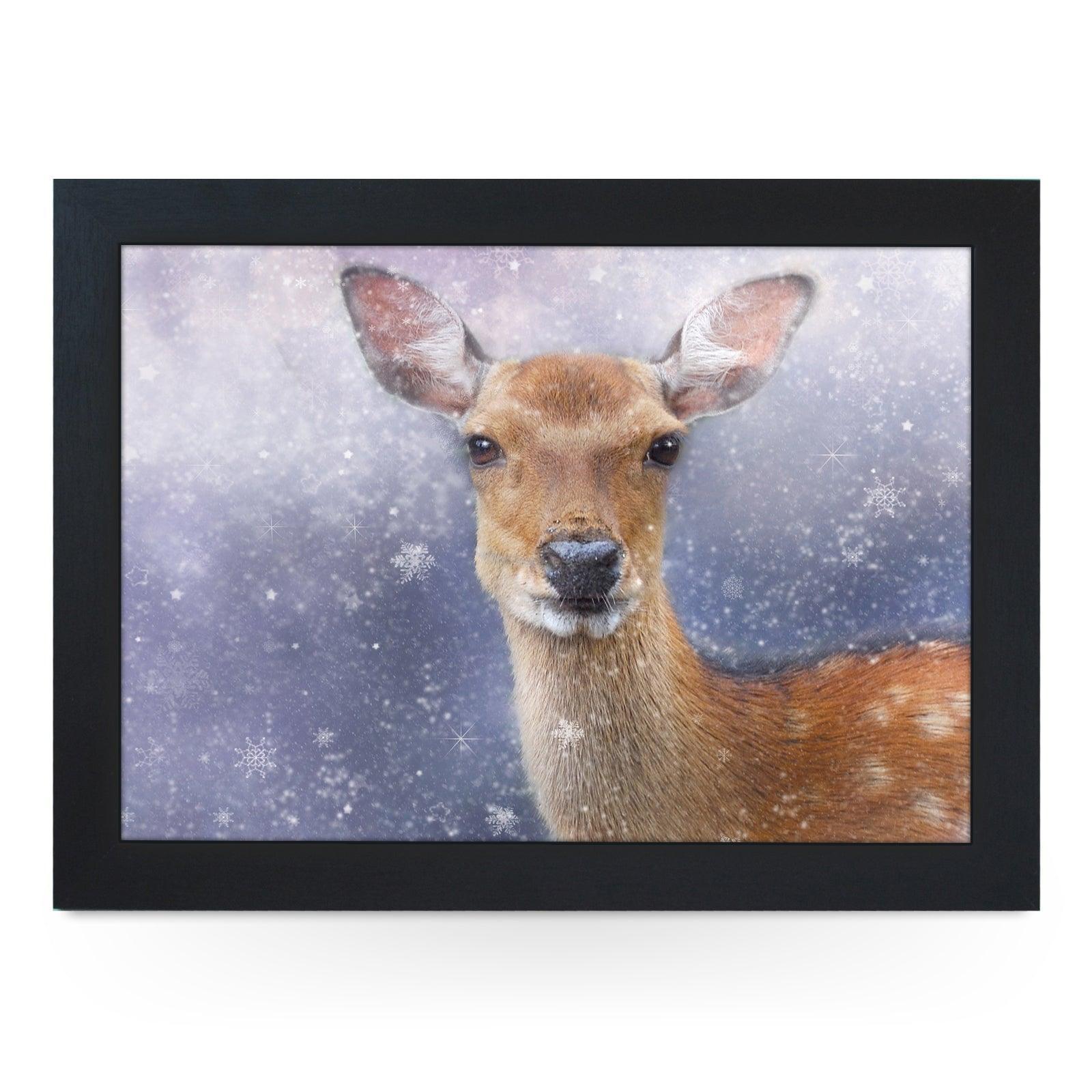 Deer In The Snow Illustration Lap Tray Lap Tray - L1192 - Cushioned Lap Trays by Yoosh