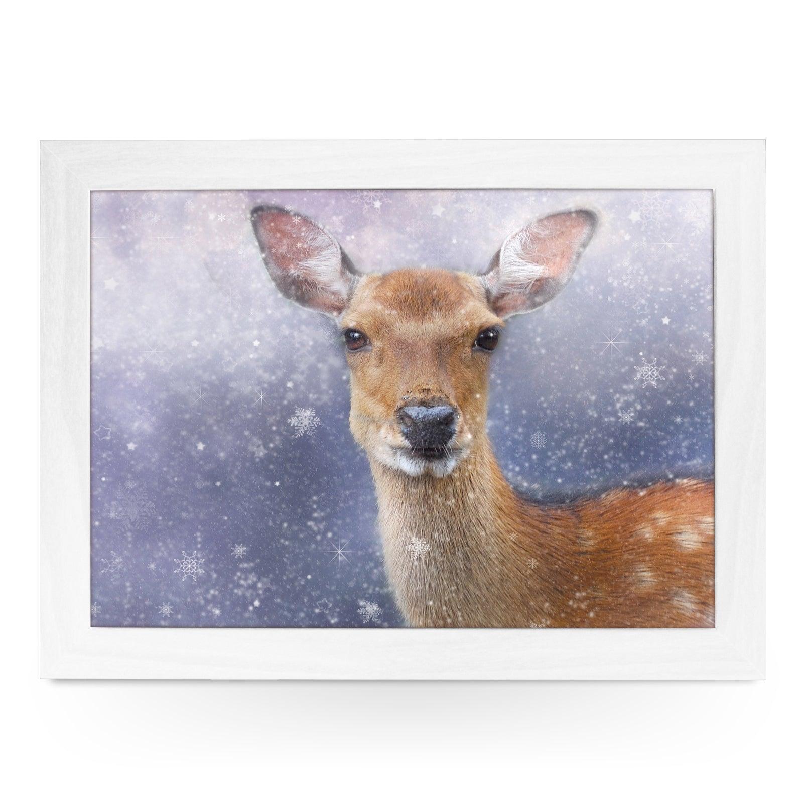 Deer In The Snow Illustration Lap Tray Lap Tray - L1192 - Cushioned Lap Trays by Yoosh