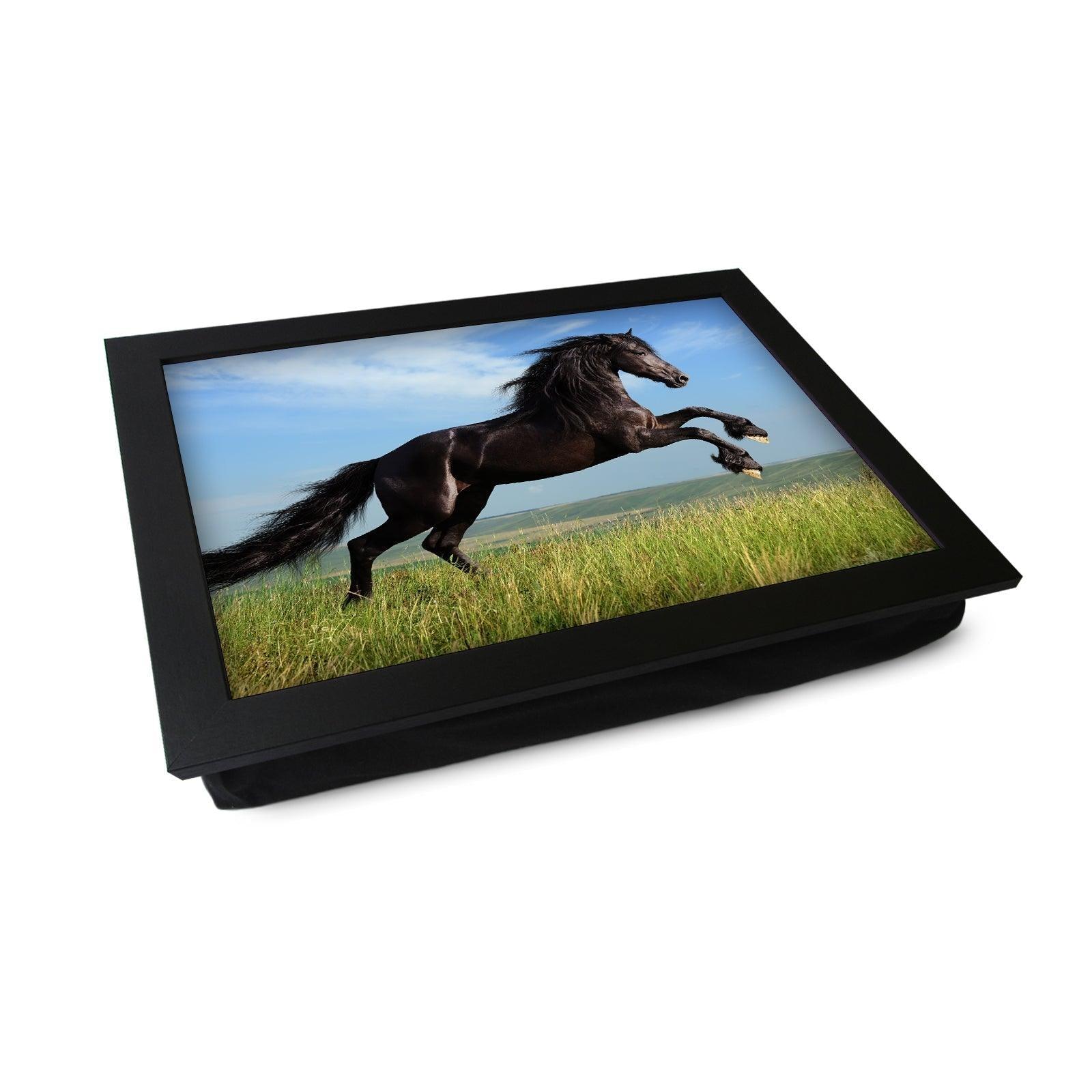 Galloping Black Horse Lap Tray - L0746 Personalised Lap Trays