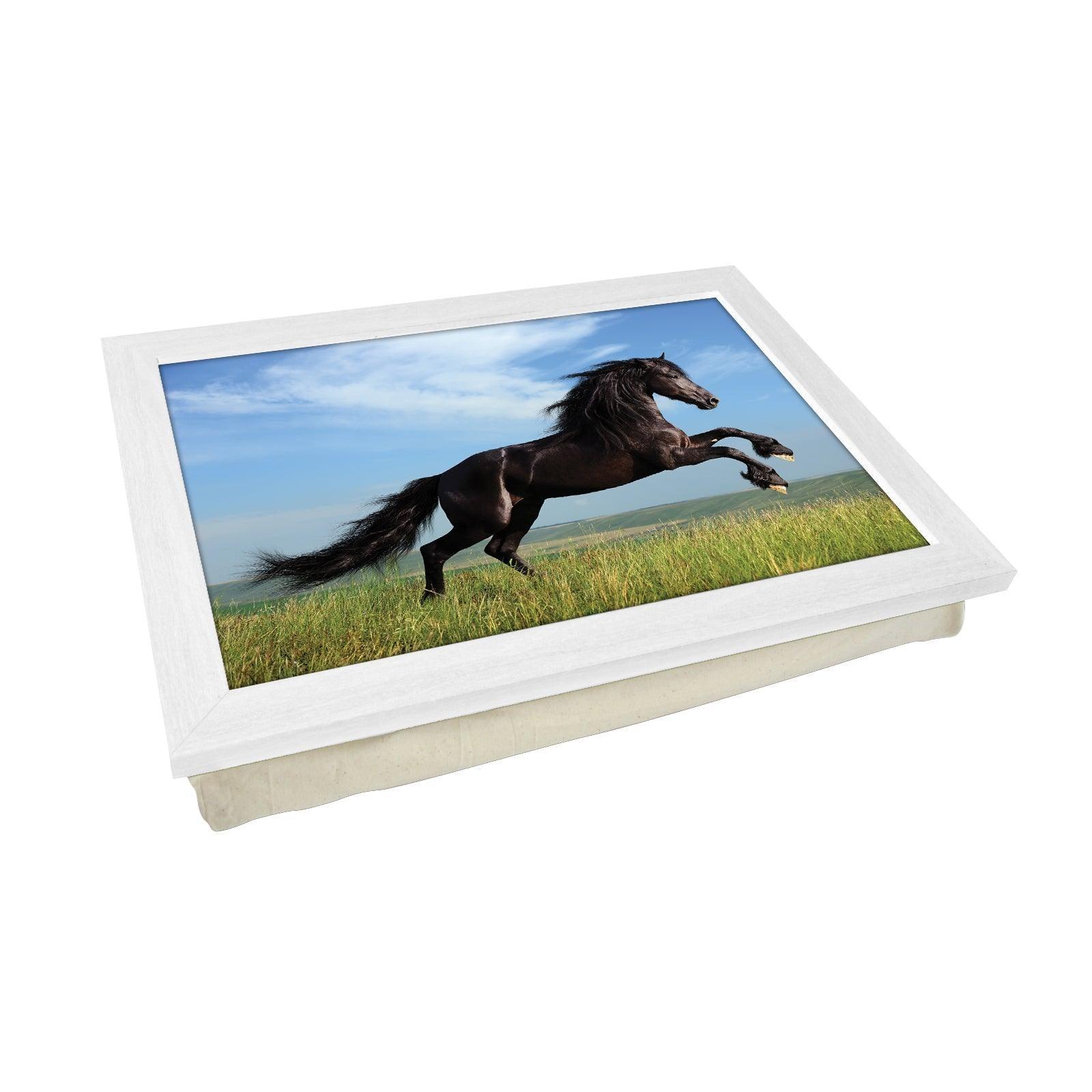 Galloping Black Horse Lap Tray - L0746 Personalised Lap Trays