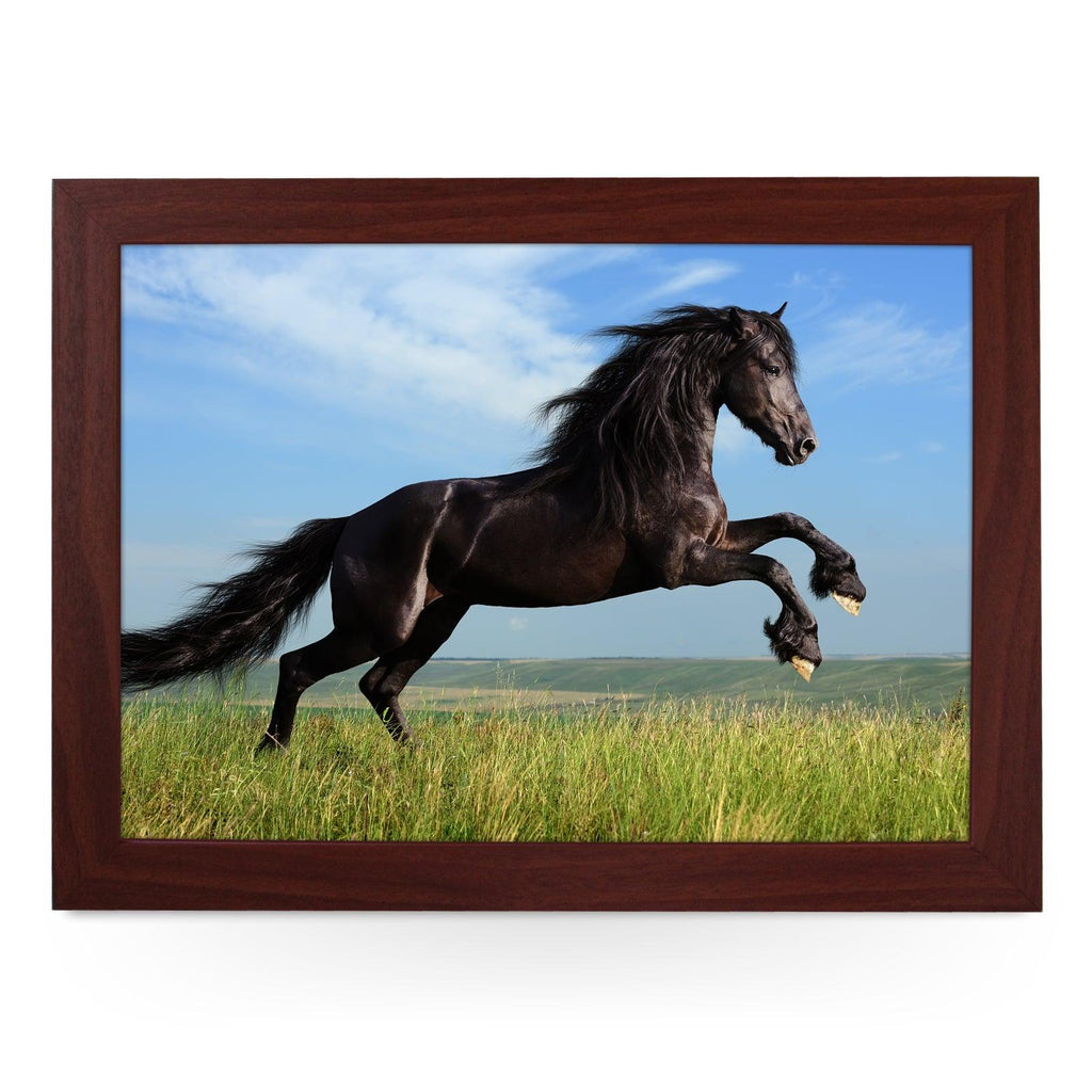 Galloping Black Horse Lap Tray - L0746 Personalised Lap Trays