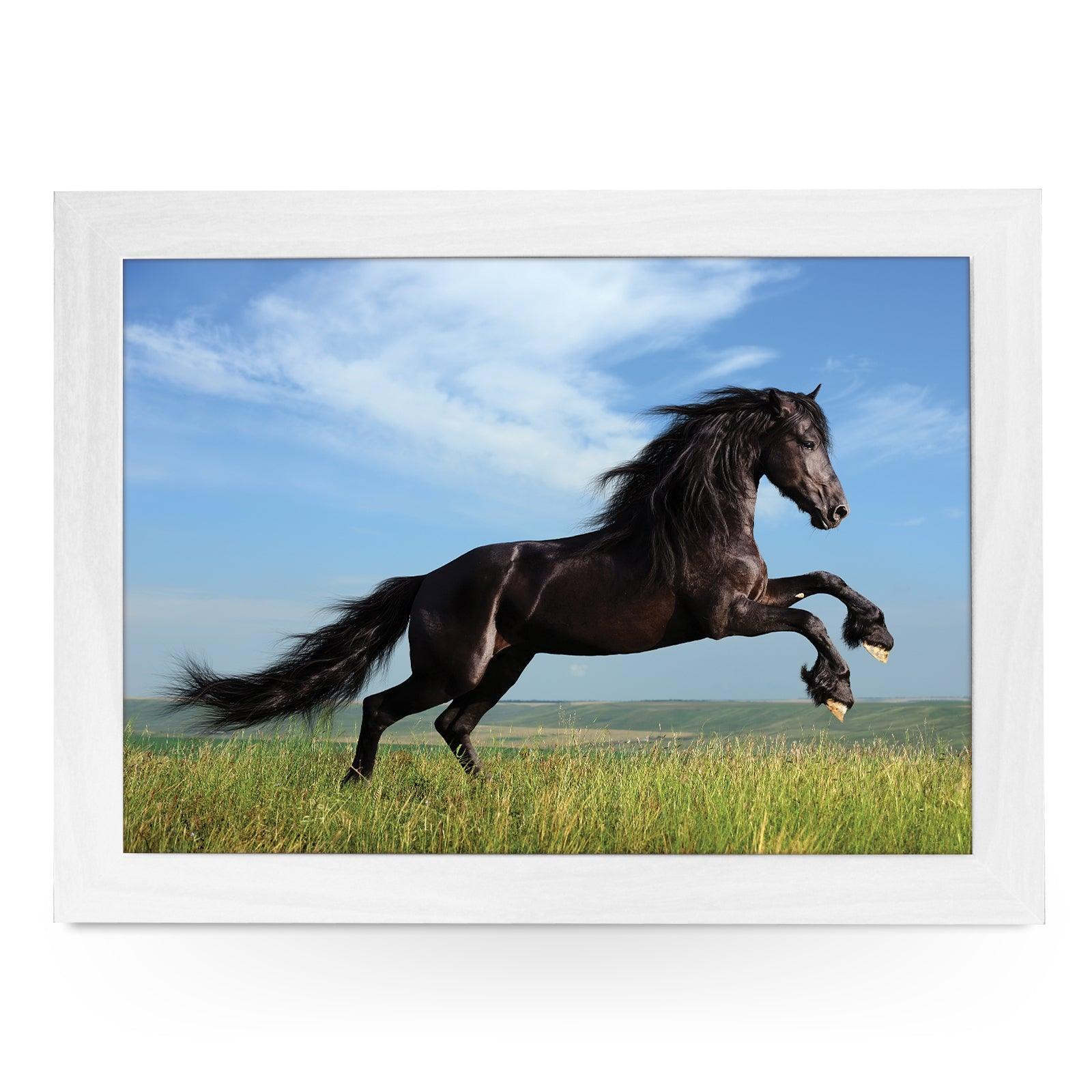 Galloping Black Horse Lap Tray - L0746 Personalised Lap Trays