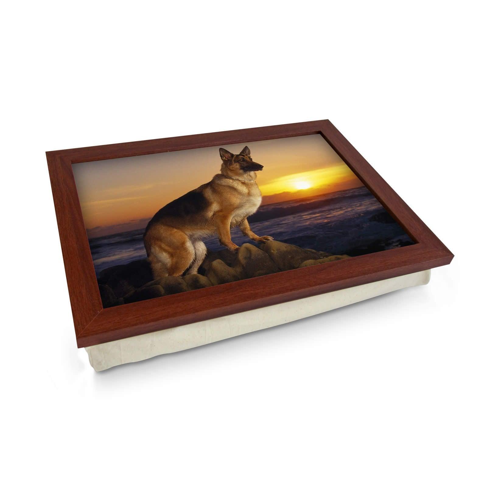 German Shepherd on Beach Dog Lap Tray - L0136 Personalised Lap Trays
