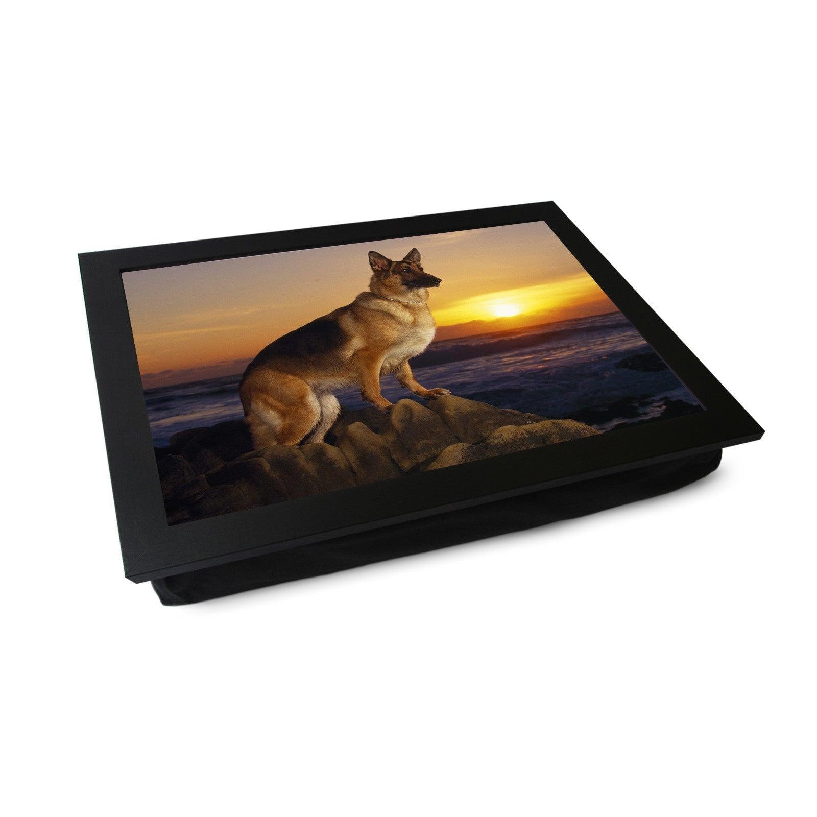 German Shepherd on Beach Dog Lap Tray - L0136 Personalised Lap Trays