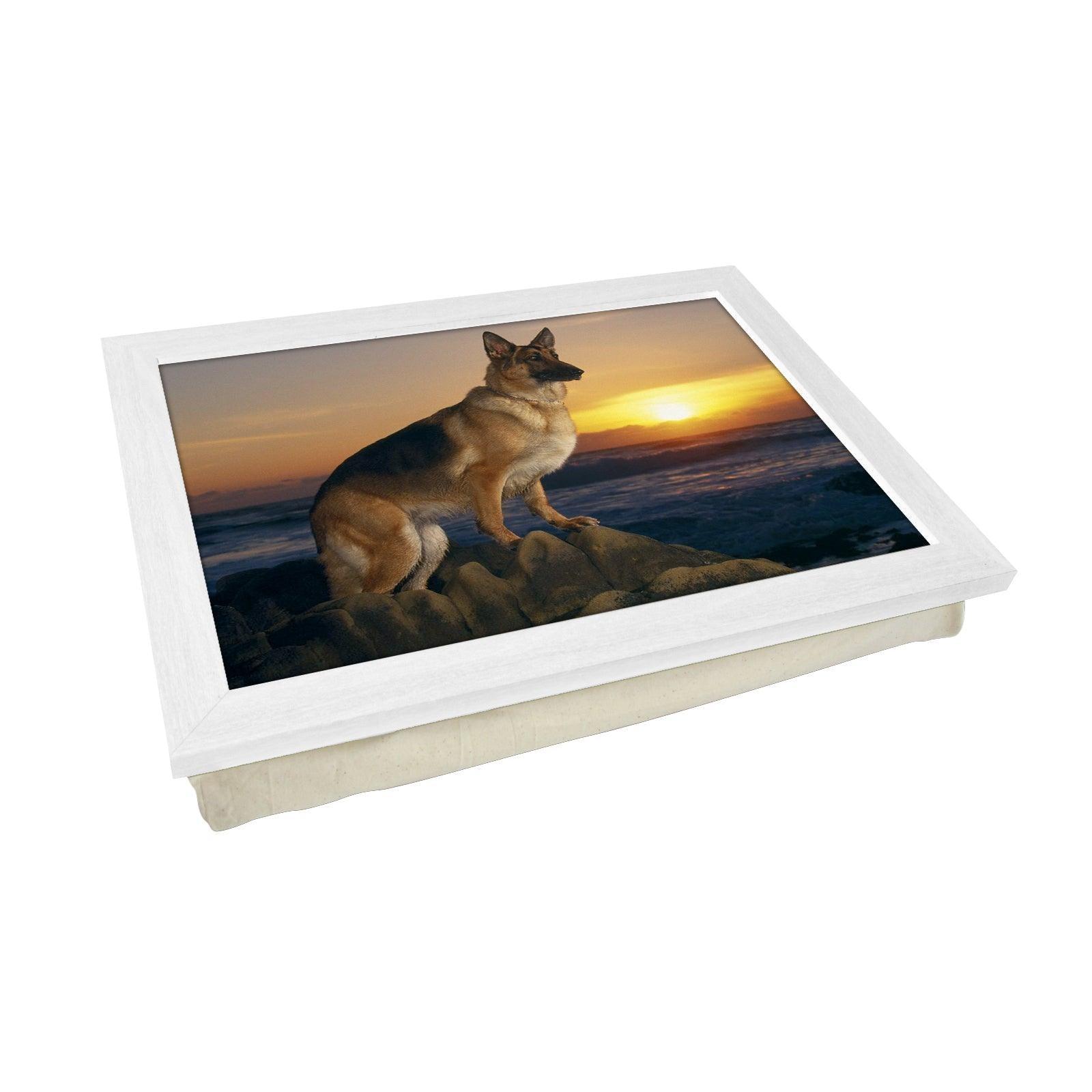 German Shepherd on Beach Dog Lap Tray - L0136 Personalised Lap Trays