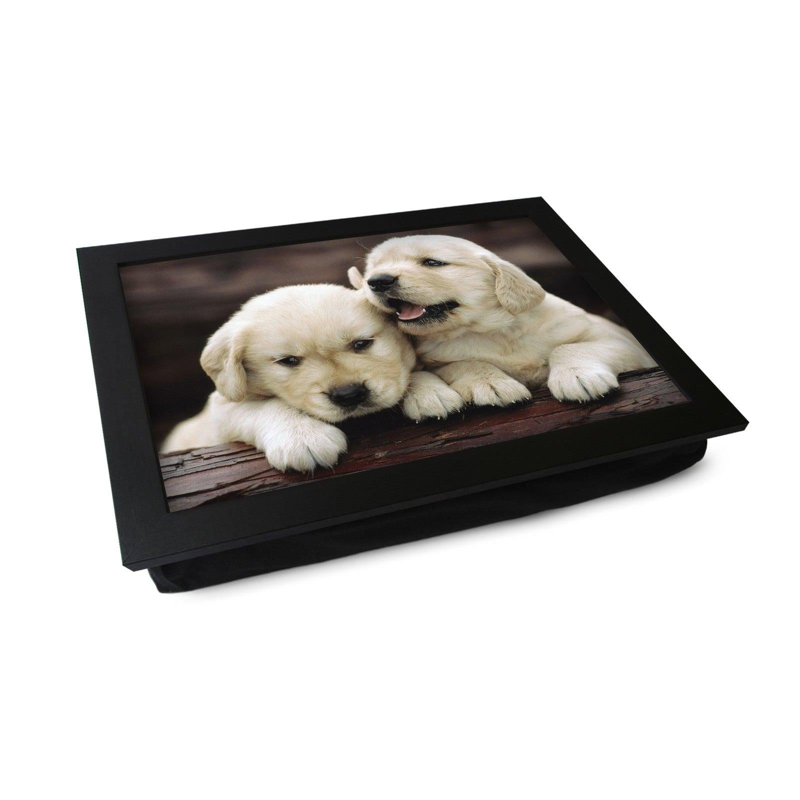 Wooden Lap Tray with Puppy Design and Cushion