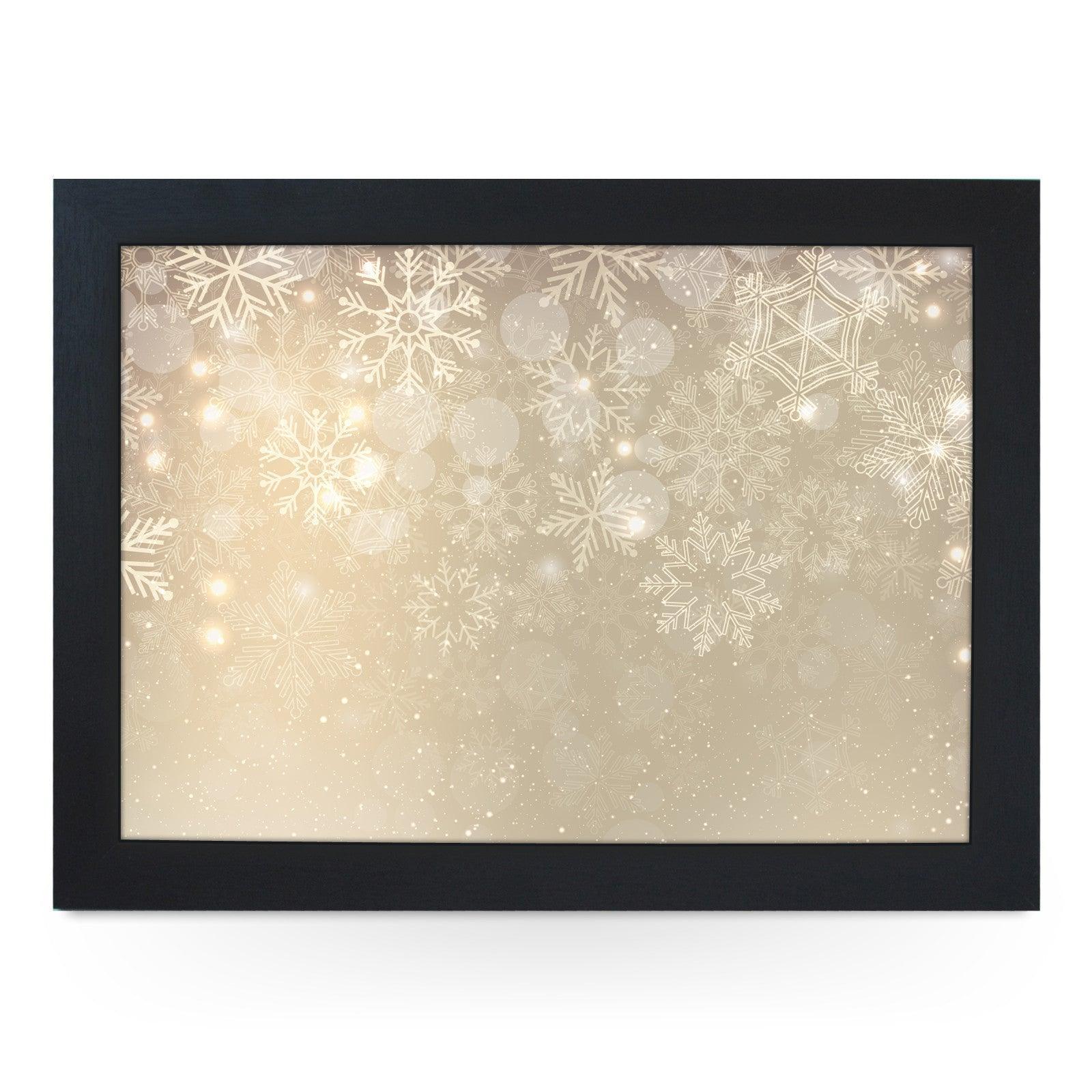 Golden Sparkly Snowflakes Lap Tray - L0568 Personalised Lap Trays