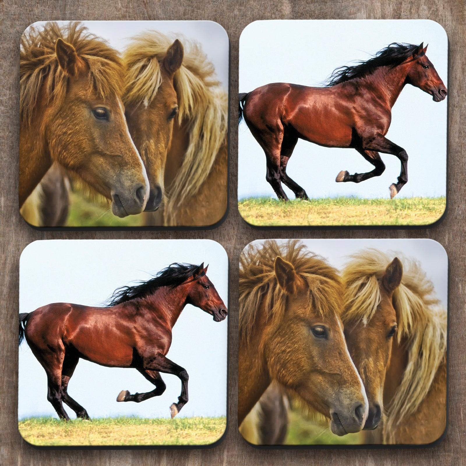Horses x 4 Coasters C0032 Cushioned Lap Trays by Yoosh