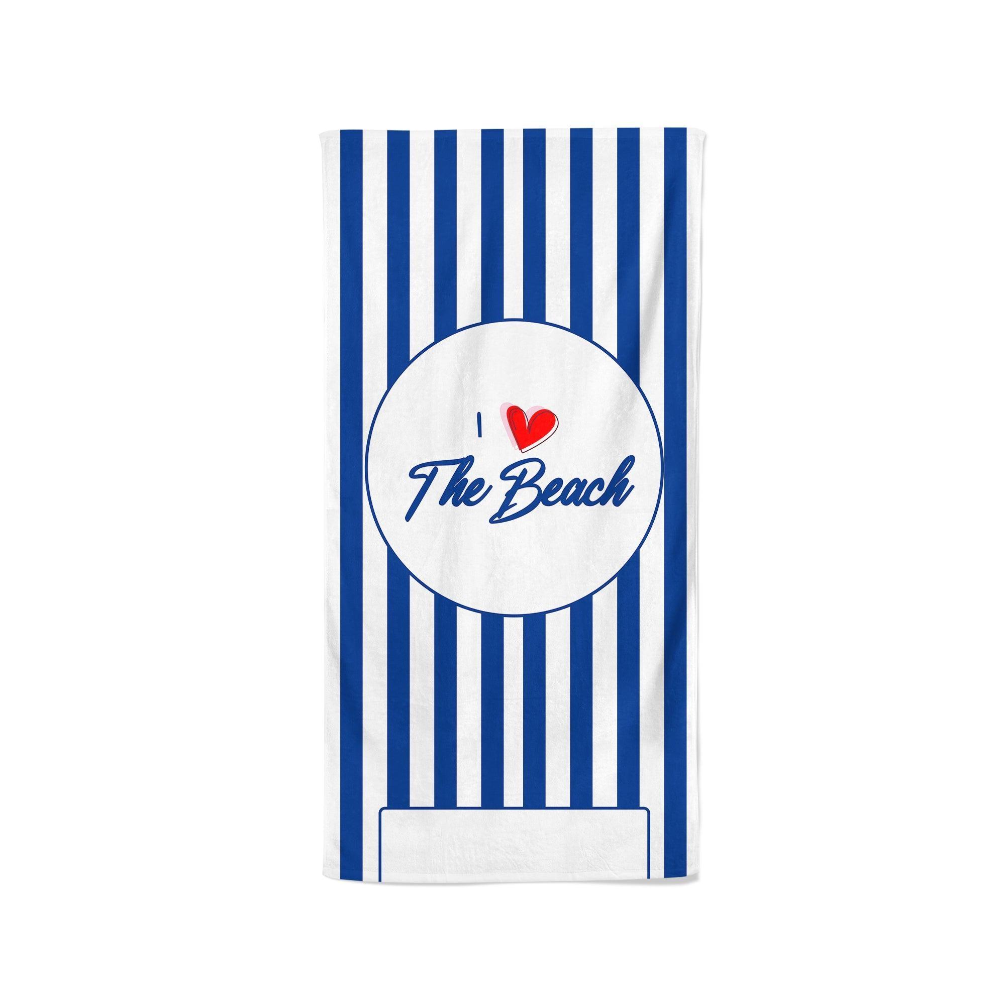 I Heart The Beach Blue Striped - Beach Towel Cushioned Lap Trays by Yoosh