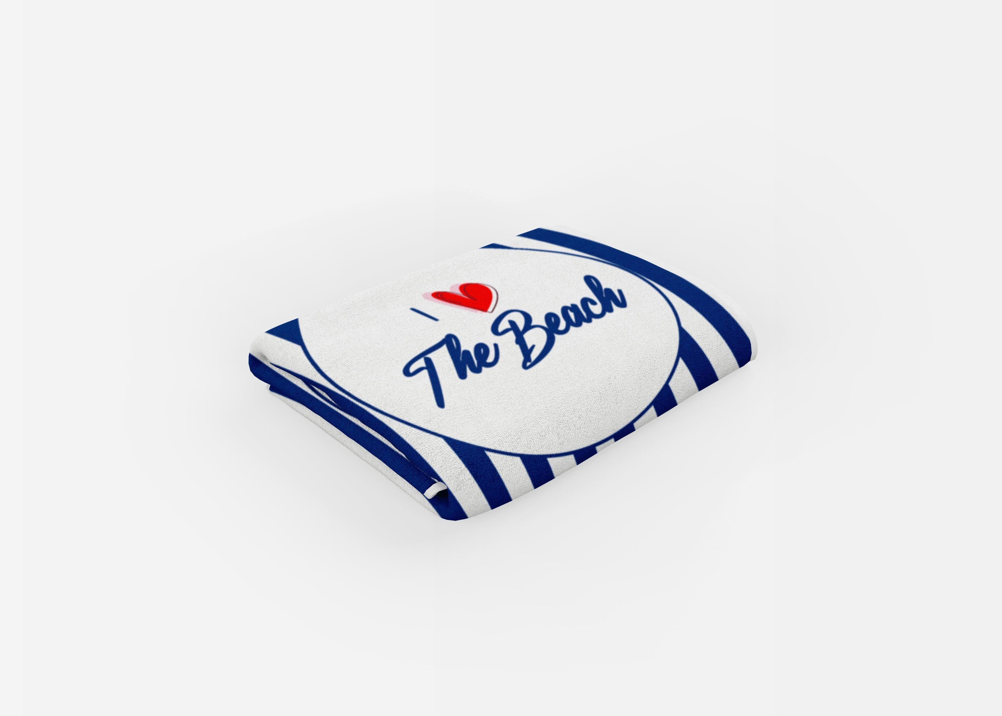 I Heart The Beach Blue Striped - Beach Towel Cushioned Lap Trays by Yoosh