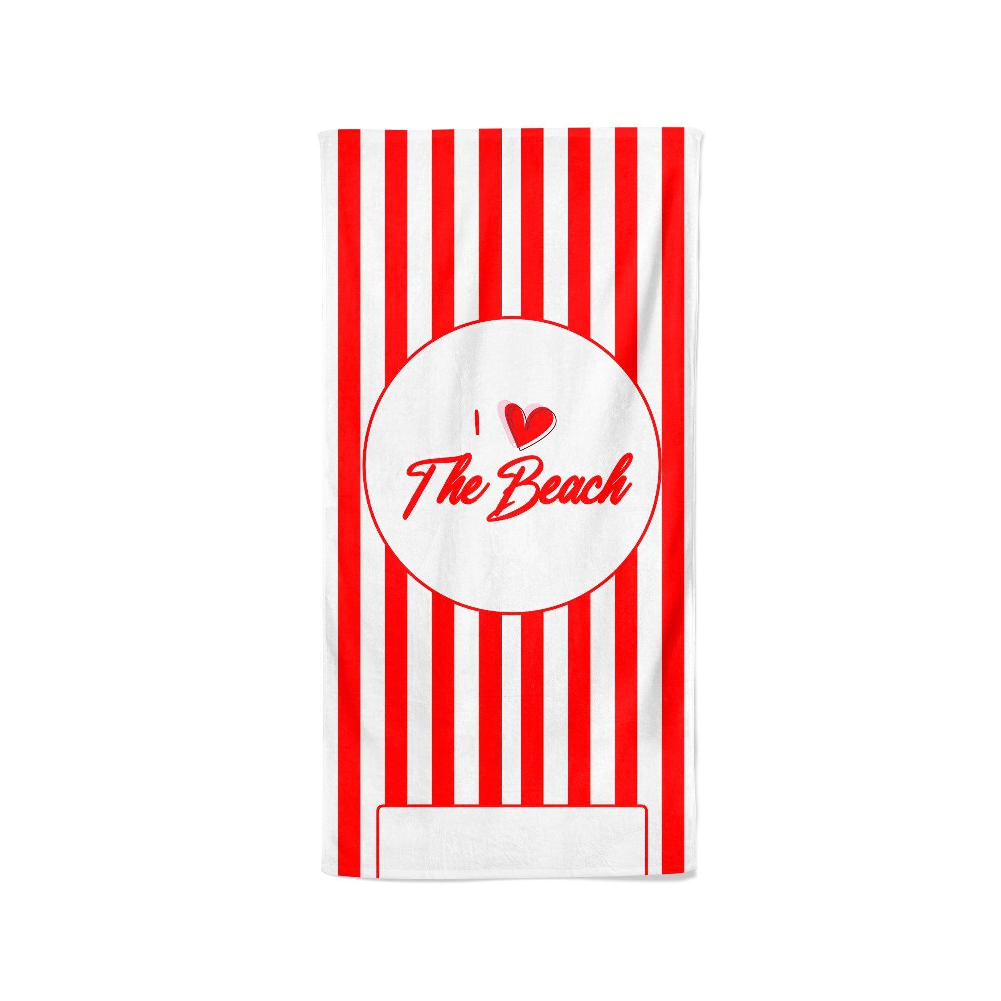 I Heart The Beach Red Striped - Beach Towel Cushioned Lap Trays by Yoosh