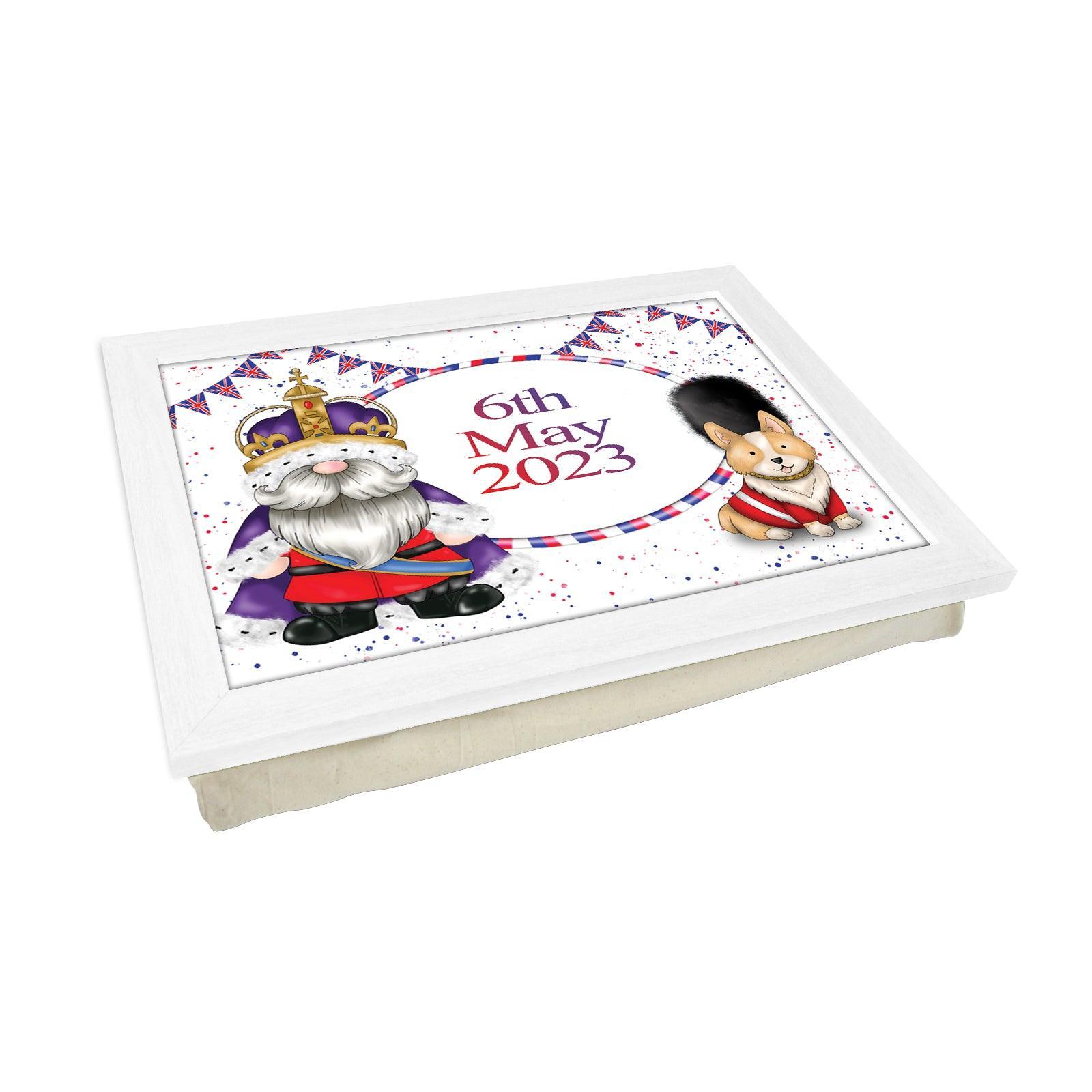 King Charles III Coronation 6/5/23 Corgi Lap Tray - L6523 b - Cushioned Lap Trays by Yoosh