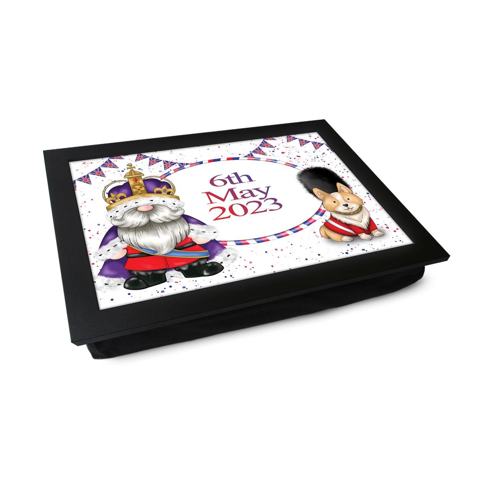 King Charles III Coronation 6/5/23 Corgi Lap Tray - L6523 b - Cushioned Lap Trays by Yoosh