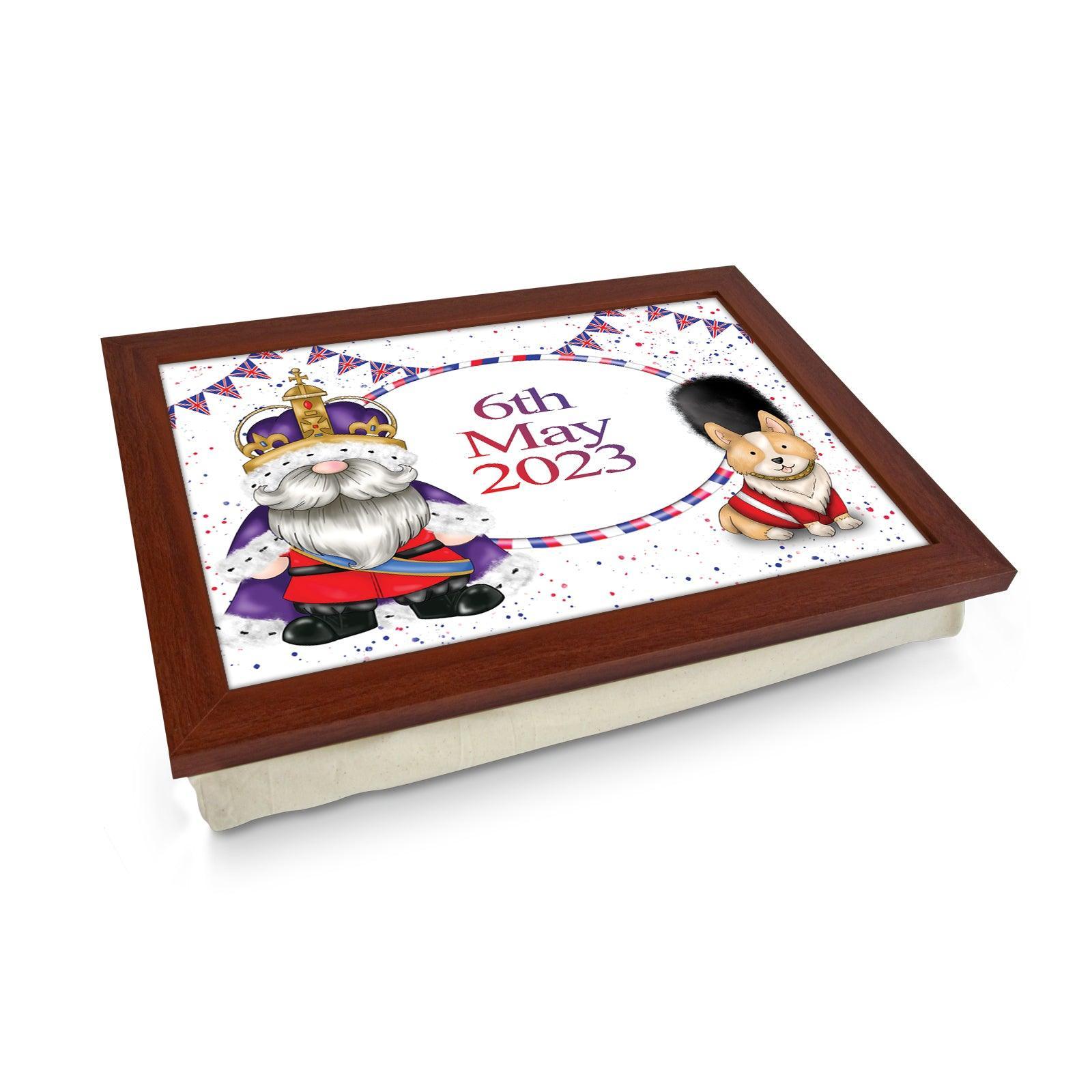 King Charles III Coronation 6/5/23 Corgi Lap Tray - L6523 b - Cushioned Lap Trays by Yoosh