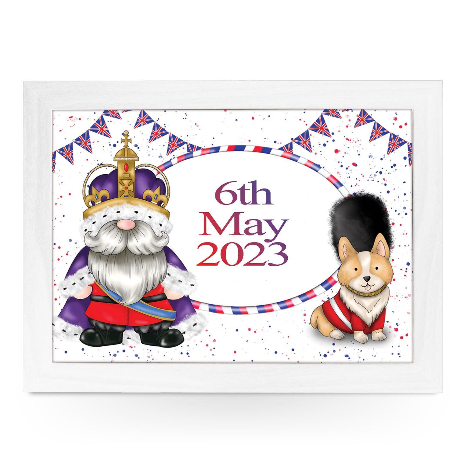 King Charles III Coronation 6/5/23 Corgi Lap Tray - L6523 b - Cushioned Lap Trays by Yoosh