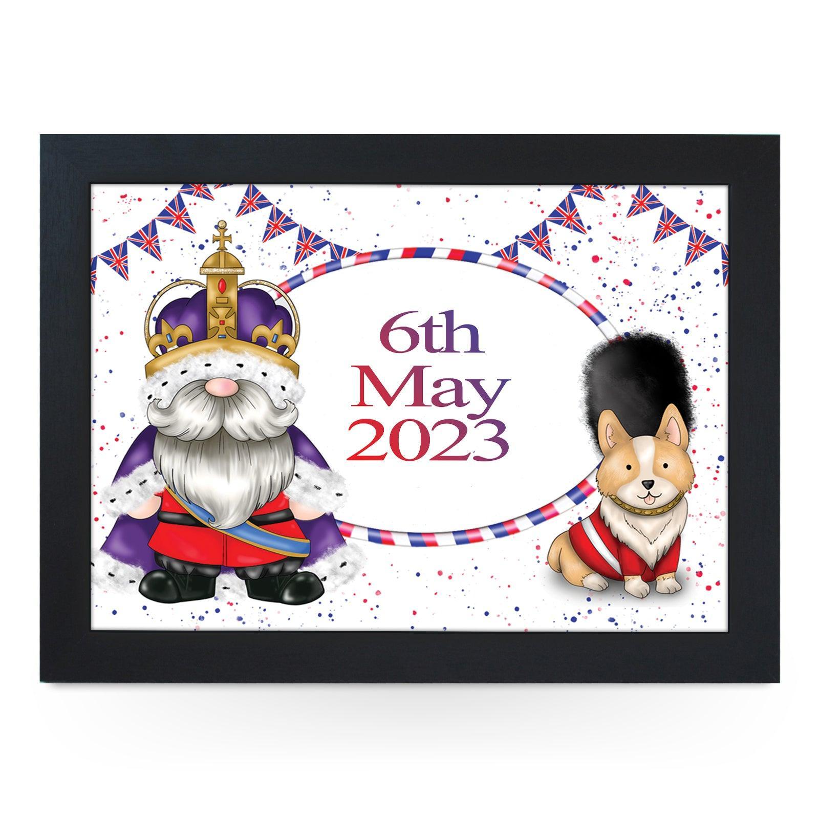 King Charles III Coronation 6/5/23 Corgi Lap Tray - L6523 b - Cushioned Lap Trays by Yoosh