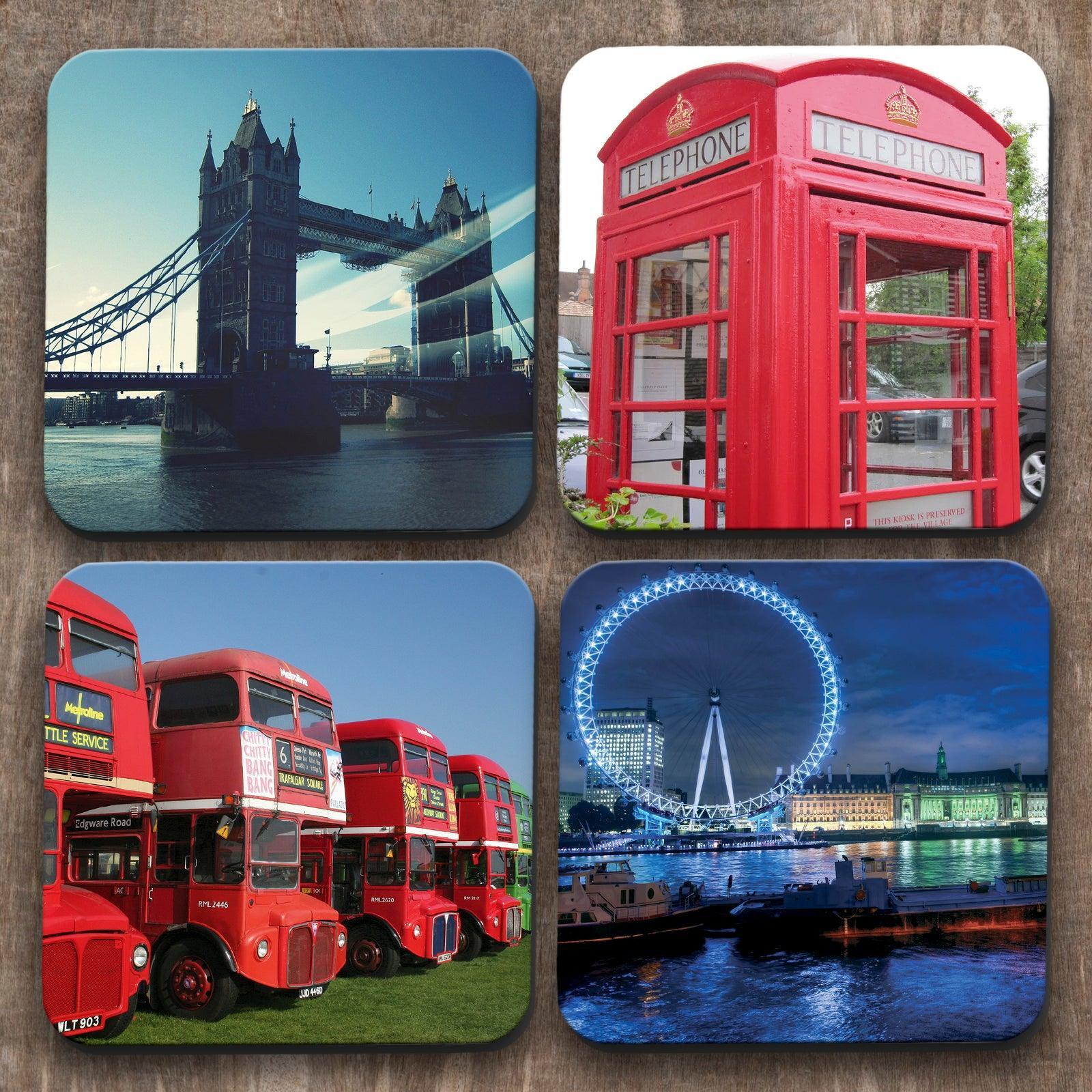 London x 4 Coasters C0029 Cushioned Lap Trays by Yoosh