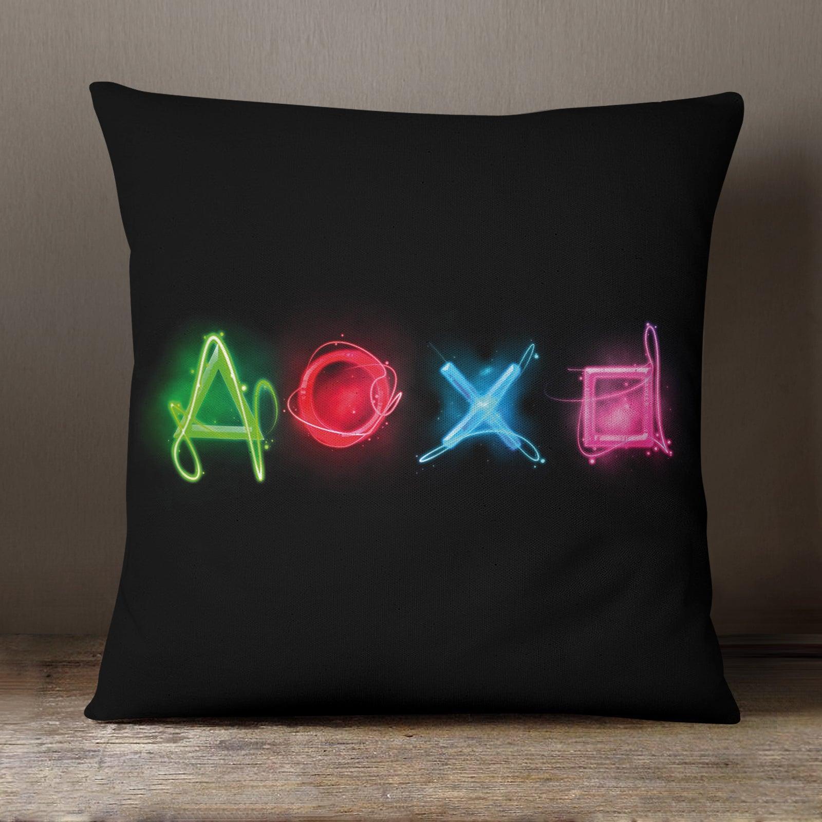 Neon Playstation Buttons  - 40 x 40 cm Cushion (L0201) Yoosh