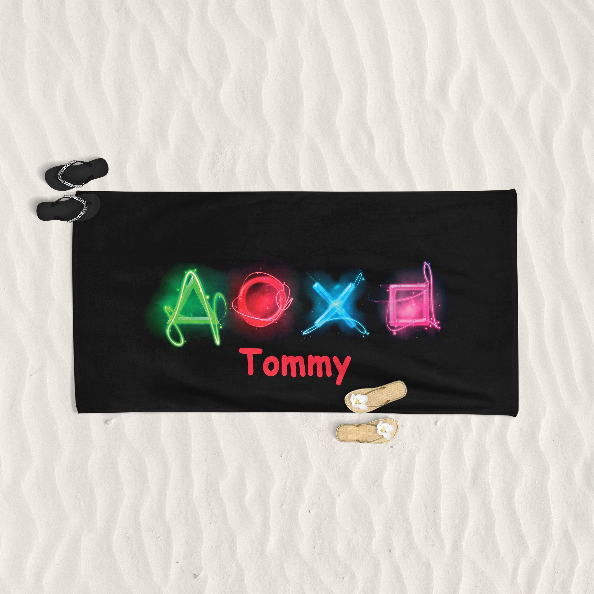 Neon PlayStation Buttons - Beach Towel Cushioned Lap Trays by Yoosh