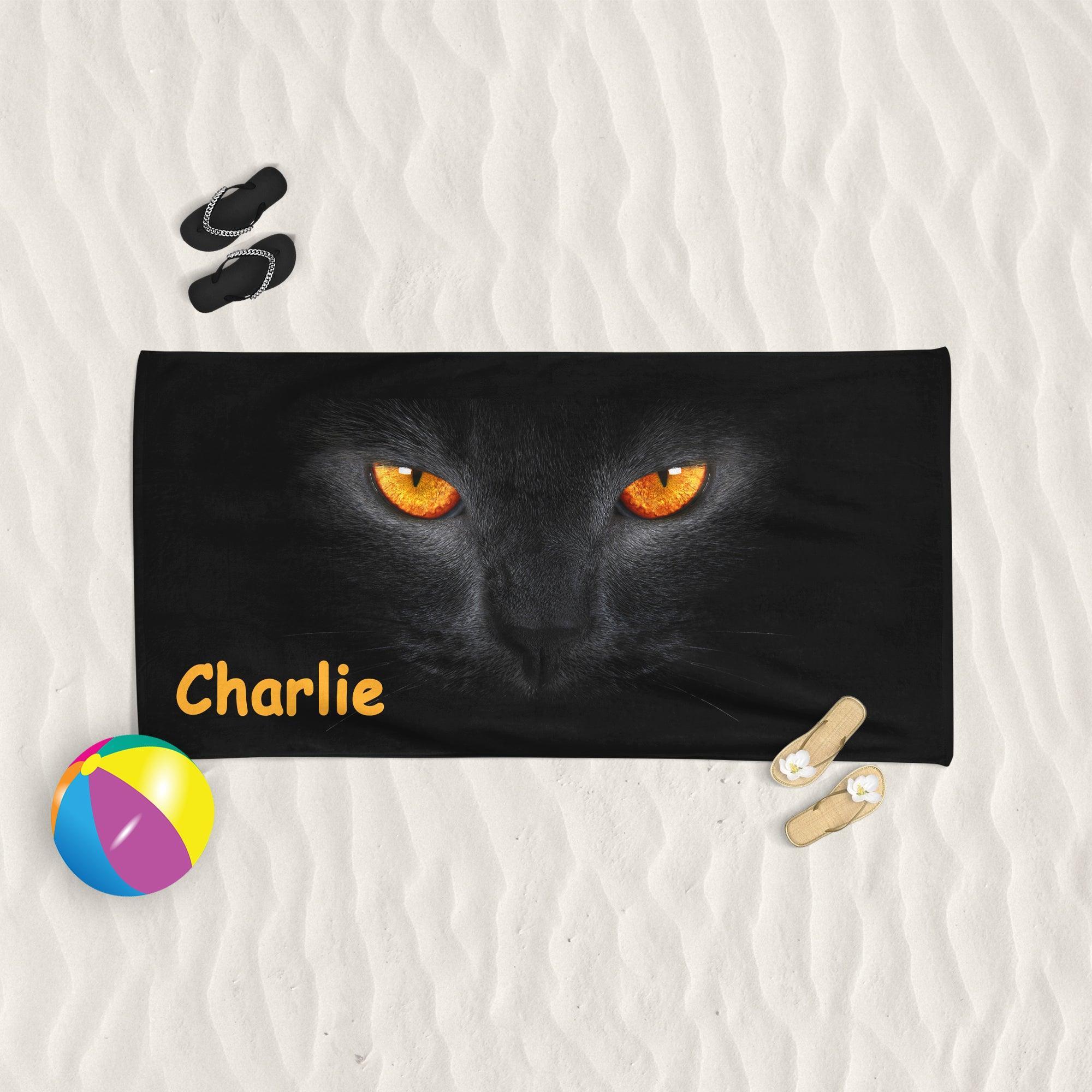 Orange Eyed Black Cat - Beach Towel Cushioned Lap Trays by Yoosh