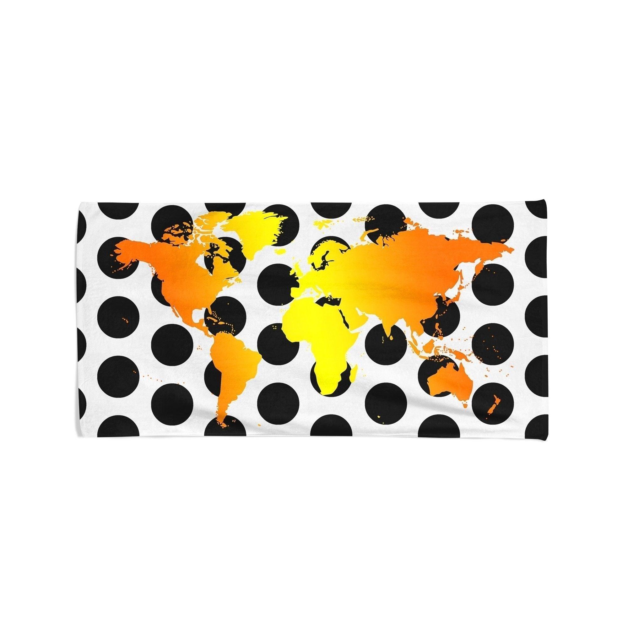 Polka Dot World Map - Beach Towel Cushioned Lap Trays by Yoosh