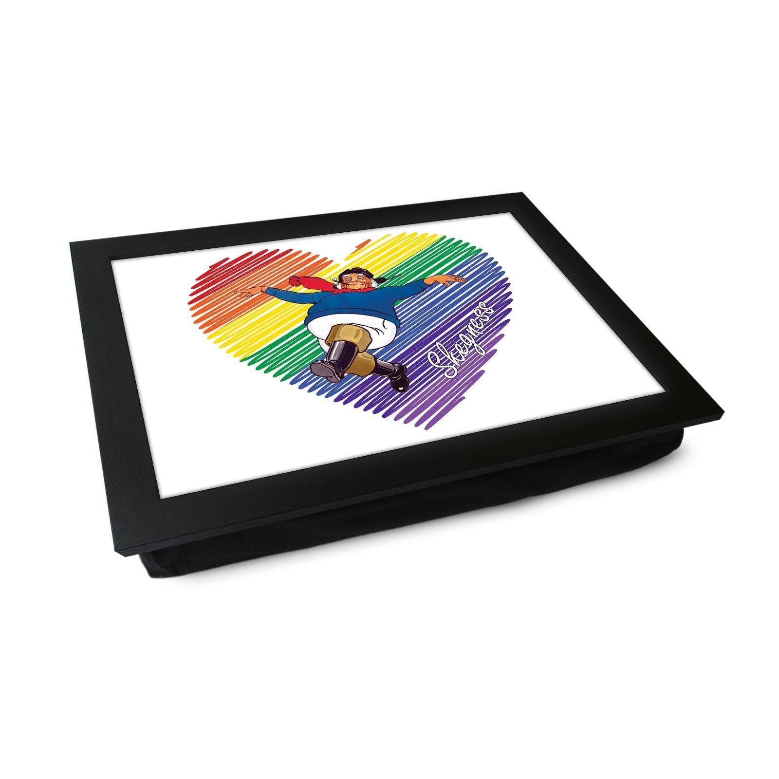 Rainbow Heart Jolly Fisherman Lap Tray - Skegness Design 1 - Cushioned Lap Trays by Yoosh