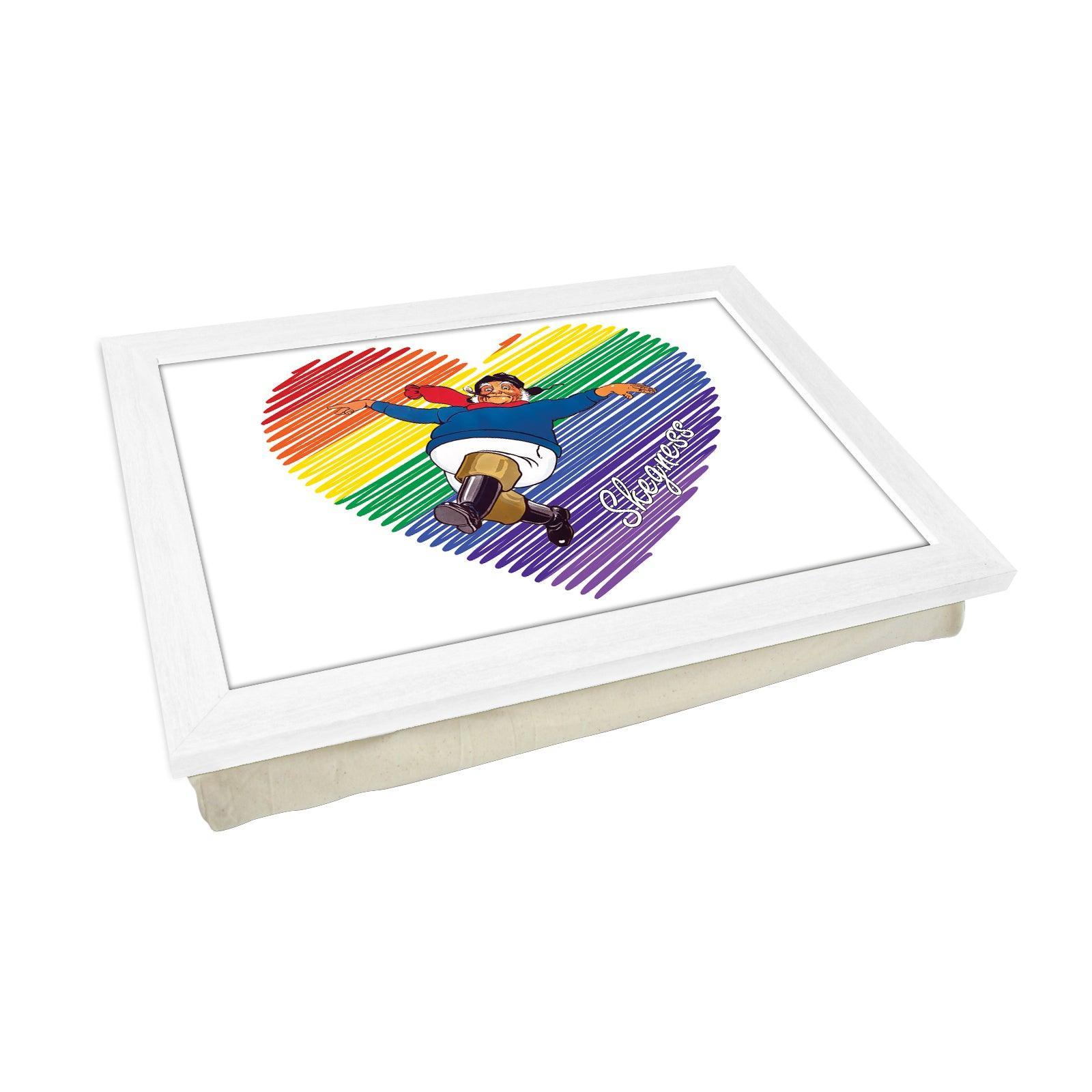 Rainbow Heart Jolly Fisherman Lap Tray - Skegness Design 1 - Cushioned Lap Trays by Yoosh