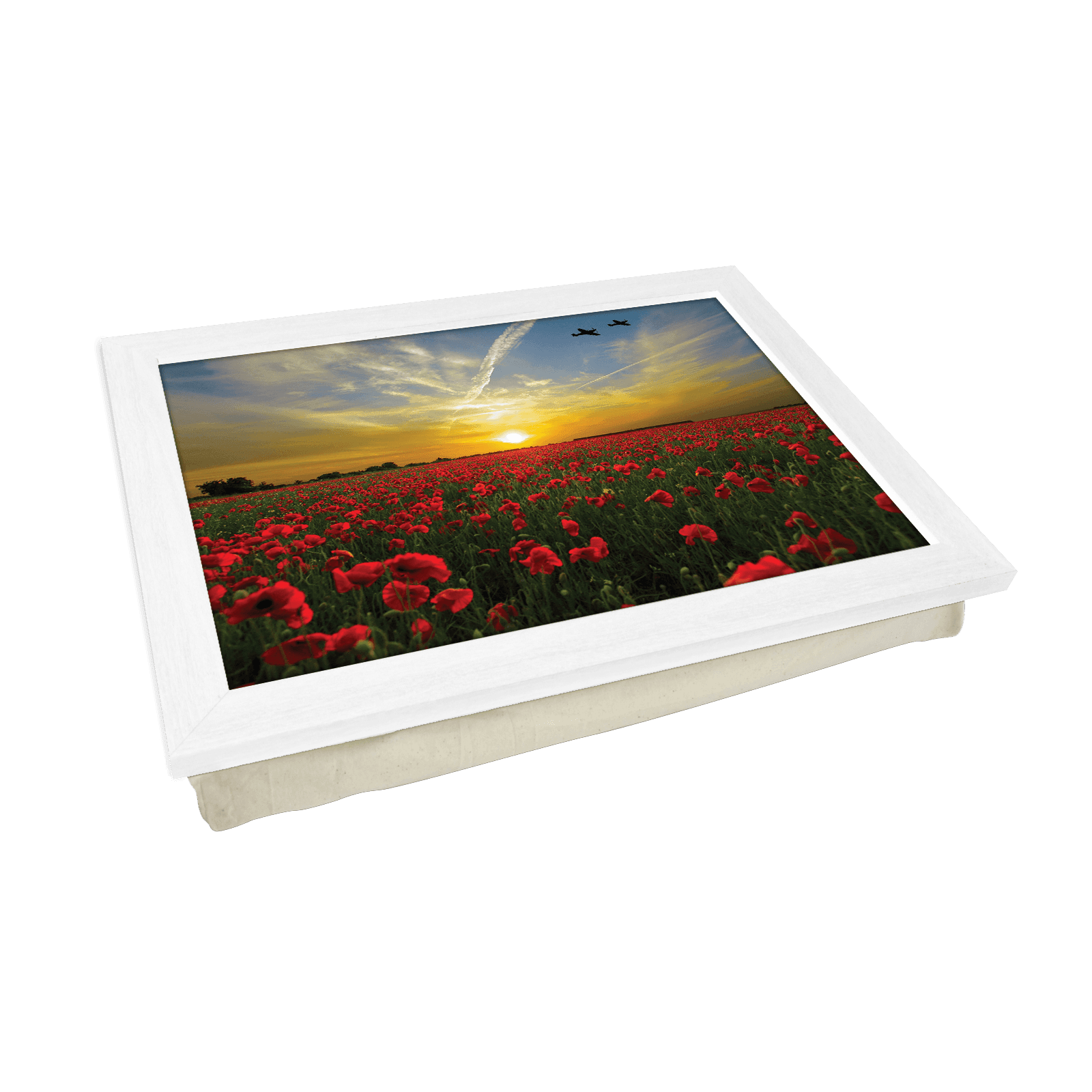 Remembrance Poppy Field Lap Tray - L612 - Cushioned Lap Trays by Yoosh