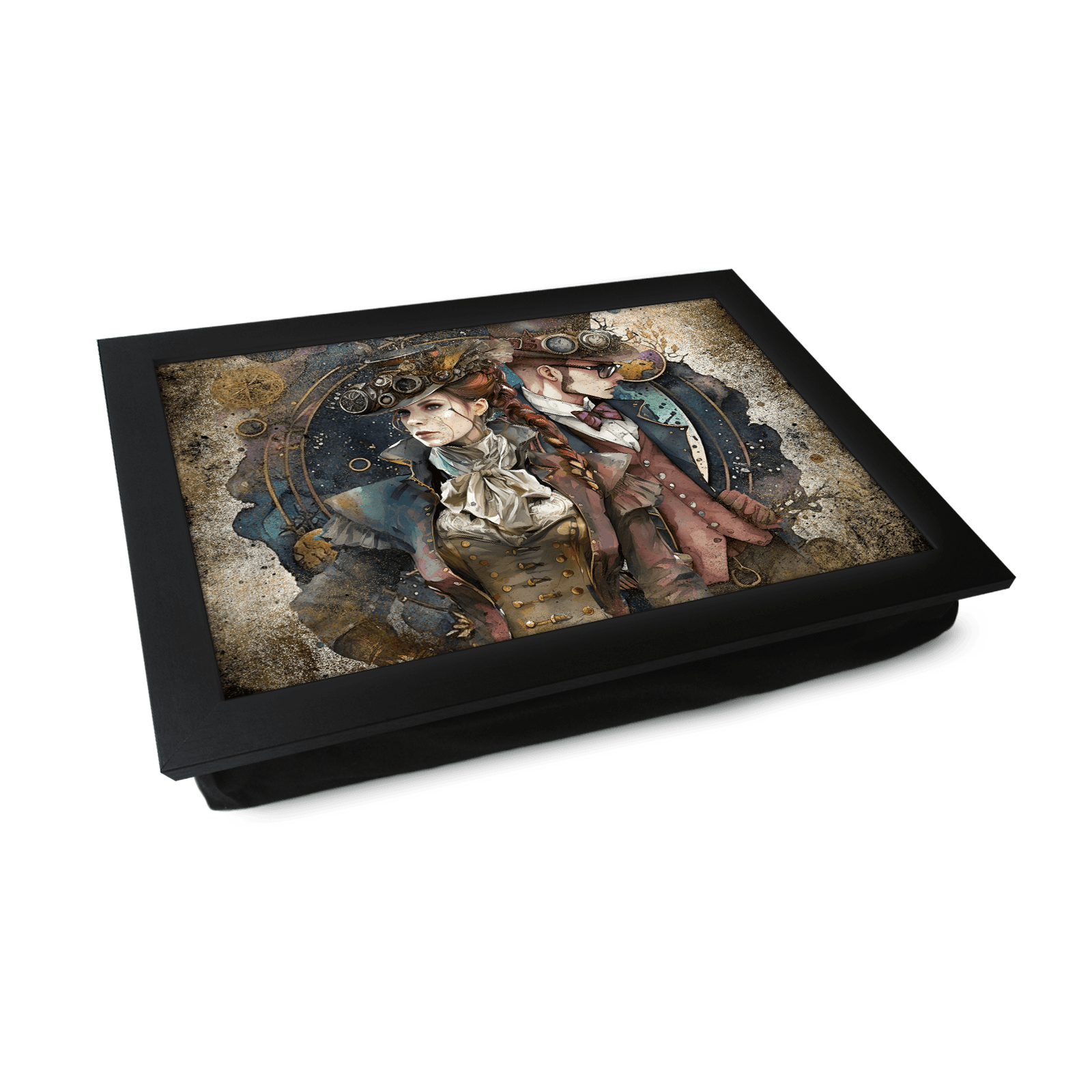Steampunk Couple Lap Tray - L1303 - Cushioned Lap Trays by Yoosh