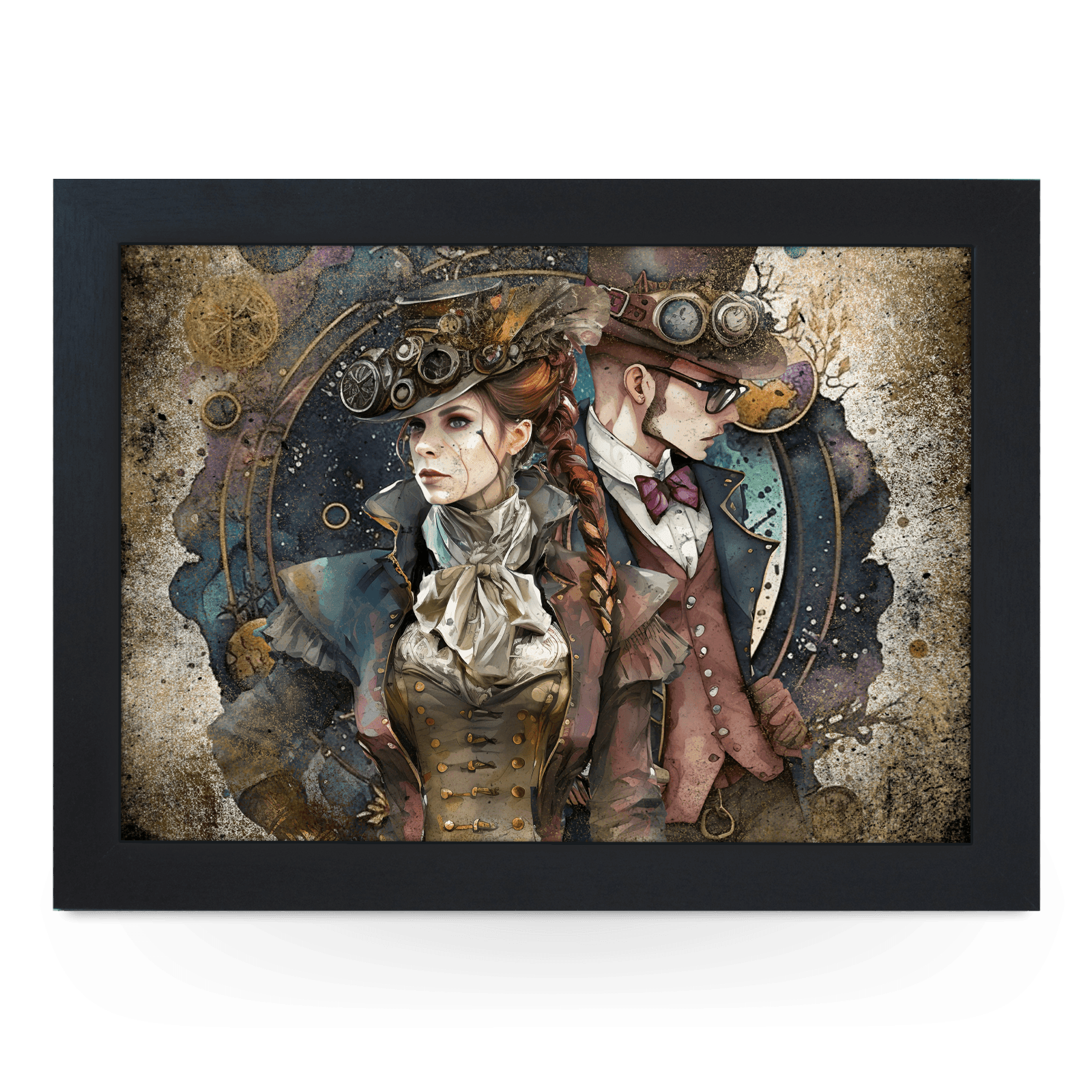 Steampunk Couple Lap Tray - L1303 - Cushioned Lap Trays by Yoosh