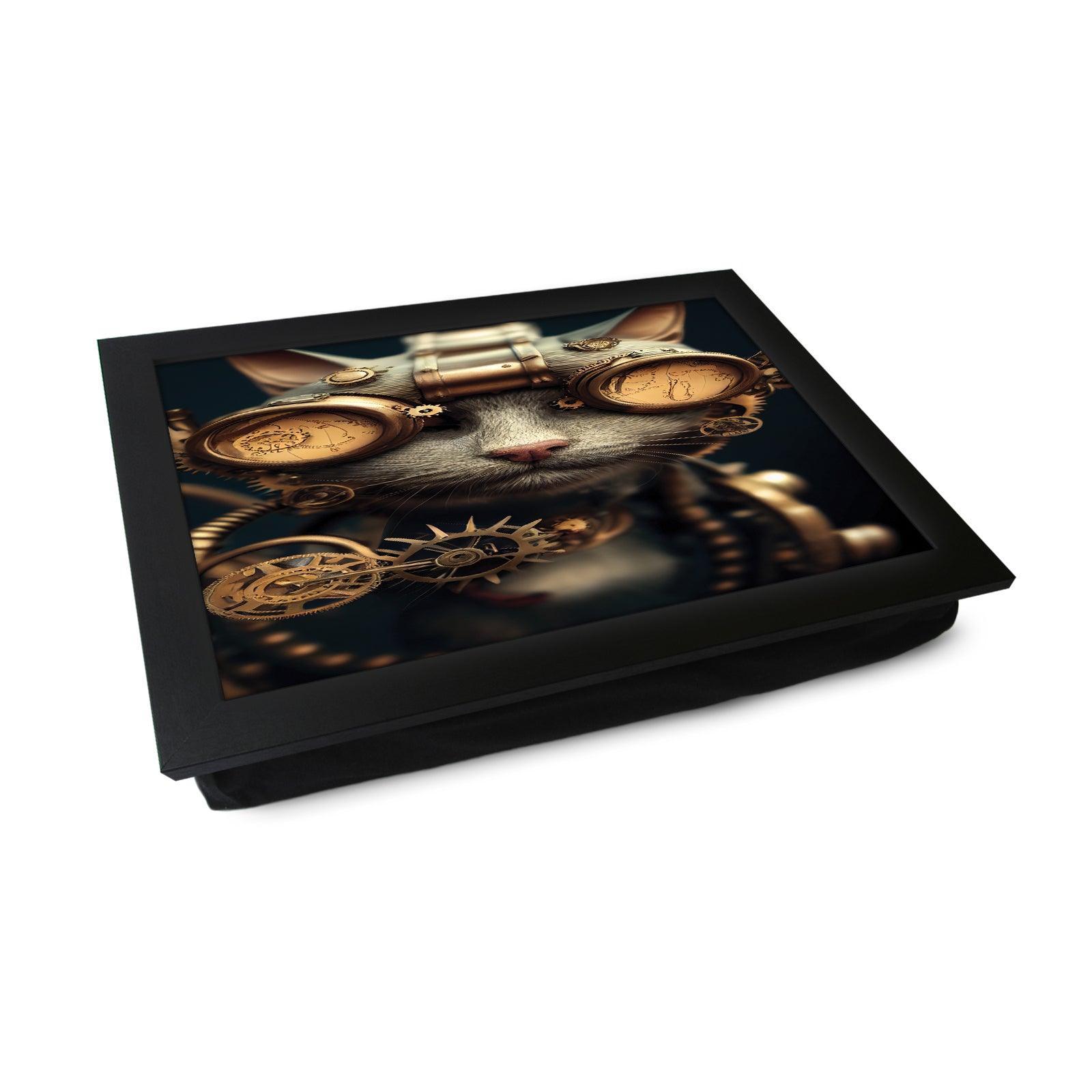 Steampunk Goggles Cat Lap Tray - L1033 - Cushioned Lap Trays by Yoosh