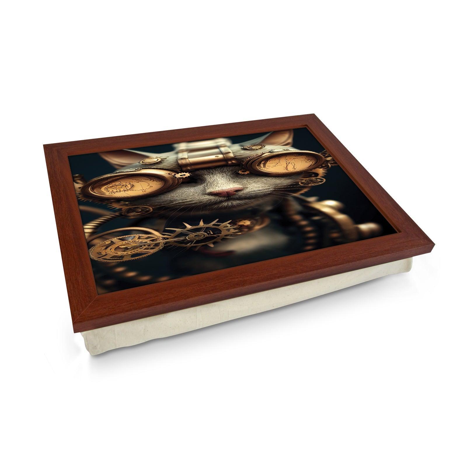 Steampunk Goggles Cat Lap Tray - L1033 - Cushioned Lap Trays by Yoosh