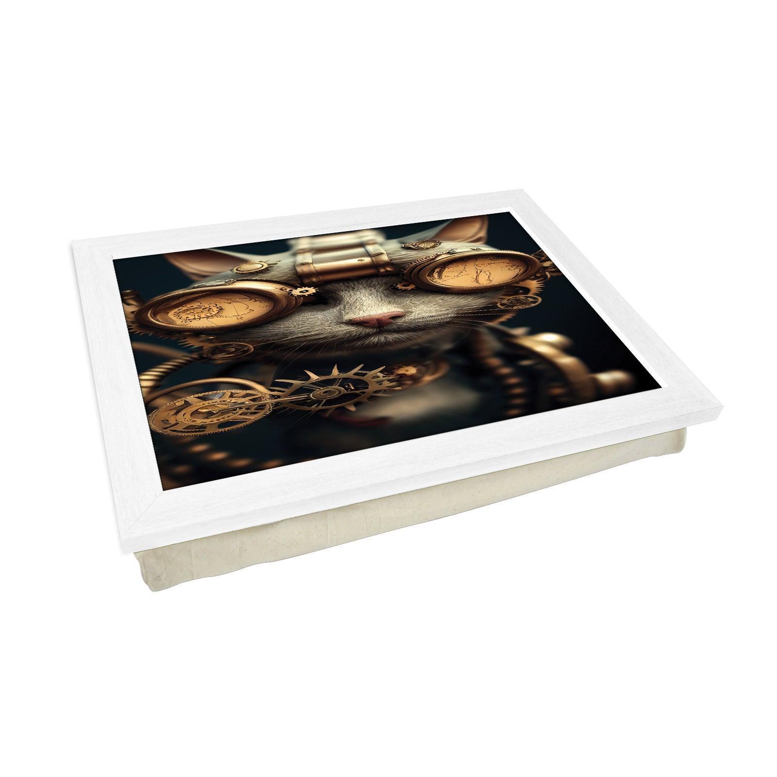 Steampunk Goggles Cat Lap Tray - L1033 - Cushioned Lap Trays by Yoosh