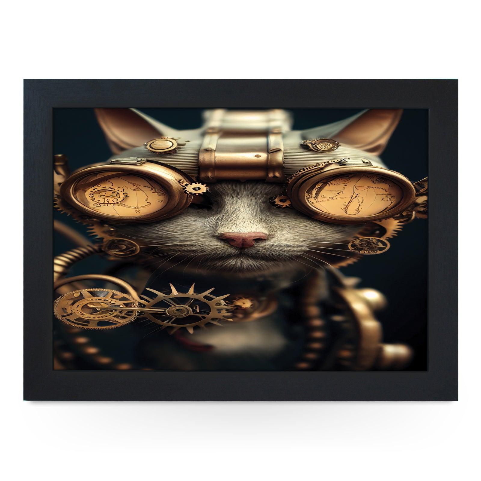 Steampunk Goggles Cat Lap Tray - L1033 - Cushioned Lap Trays by Yoosh